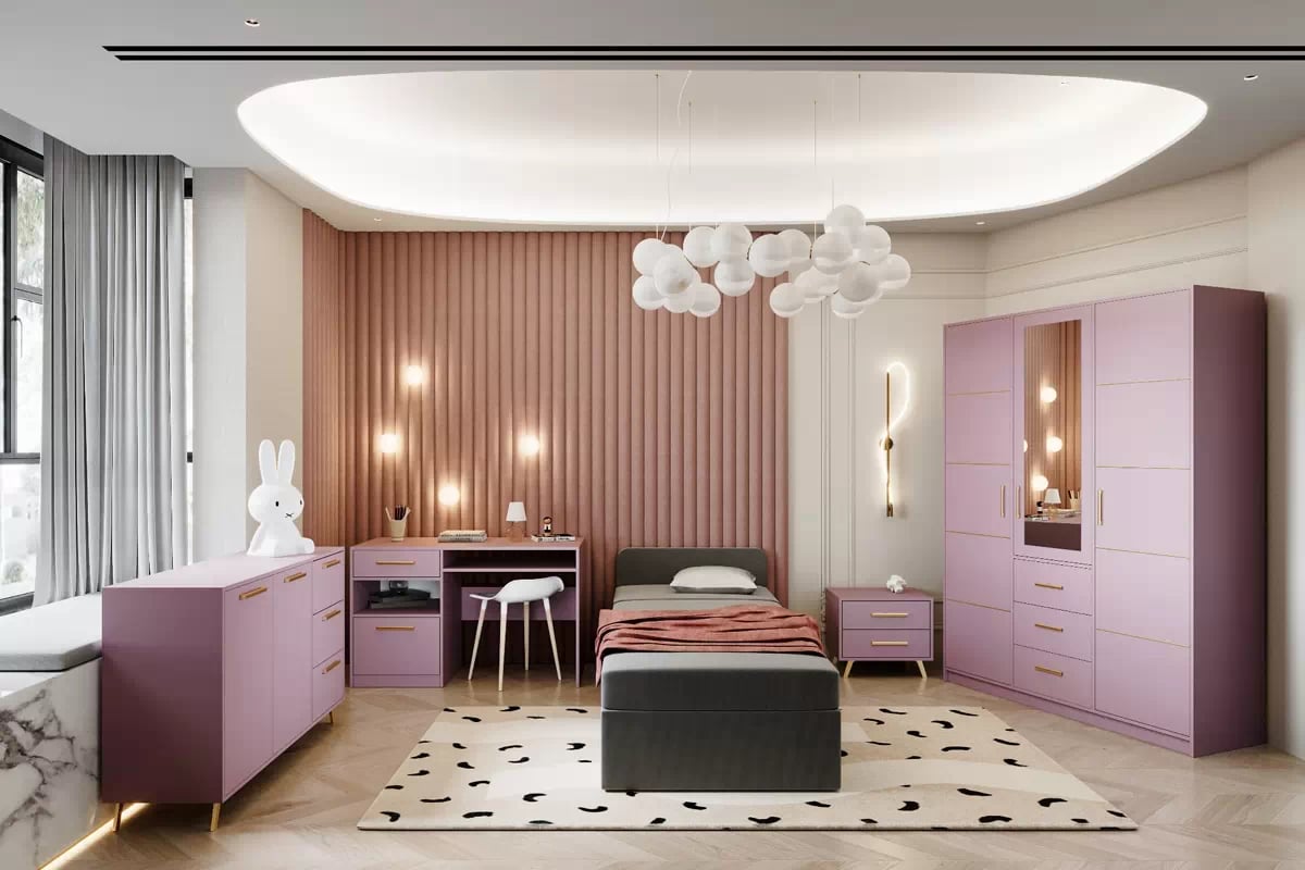 Noční stolek Bali 54 cm se zásuvkami  - švestka Noční stolek s zásuvkami Bali - švestka aranzacja