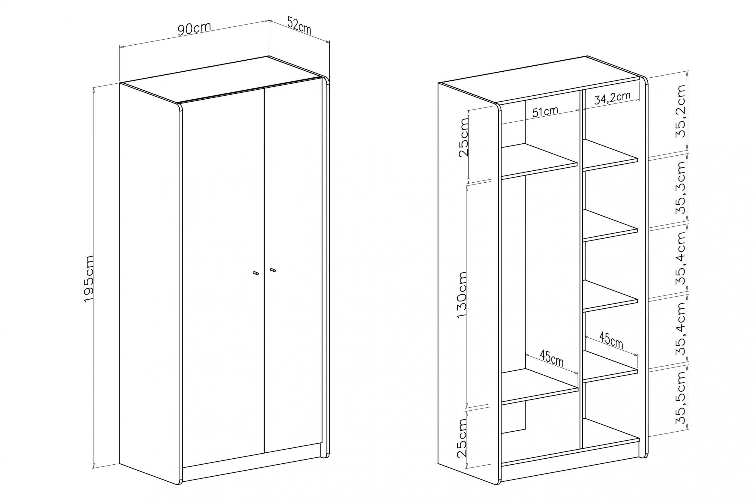 Skříň Alessio 90 cm - eukaliptus / dub baltic dune skříň Alessio 3 - 90 cm - eukaliptus / dub olejowany
