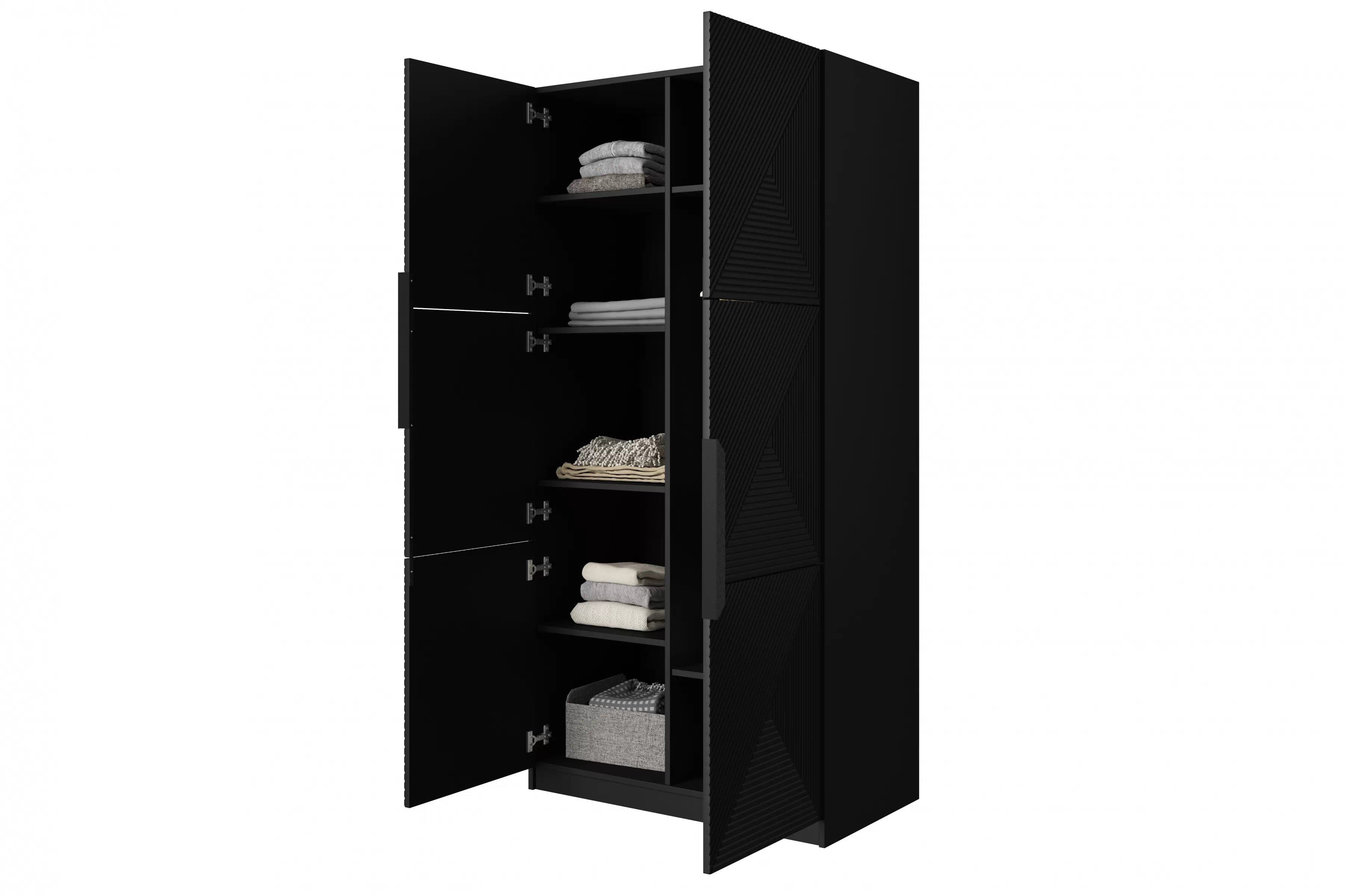 Skriňa Asha 100 cm - čierny mat / čierne úchytky Skriňa Asha 100 cm s frézovaným frontom i metalowymi uchwytami - Čierny mat / čierny úchyty