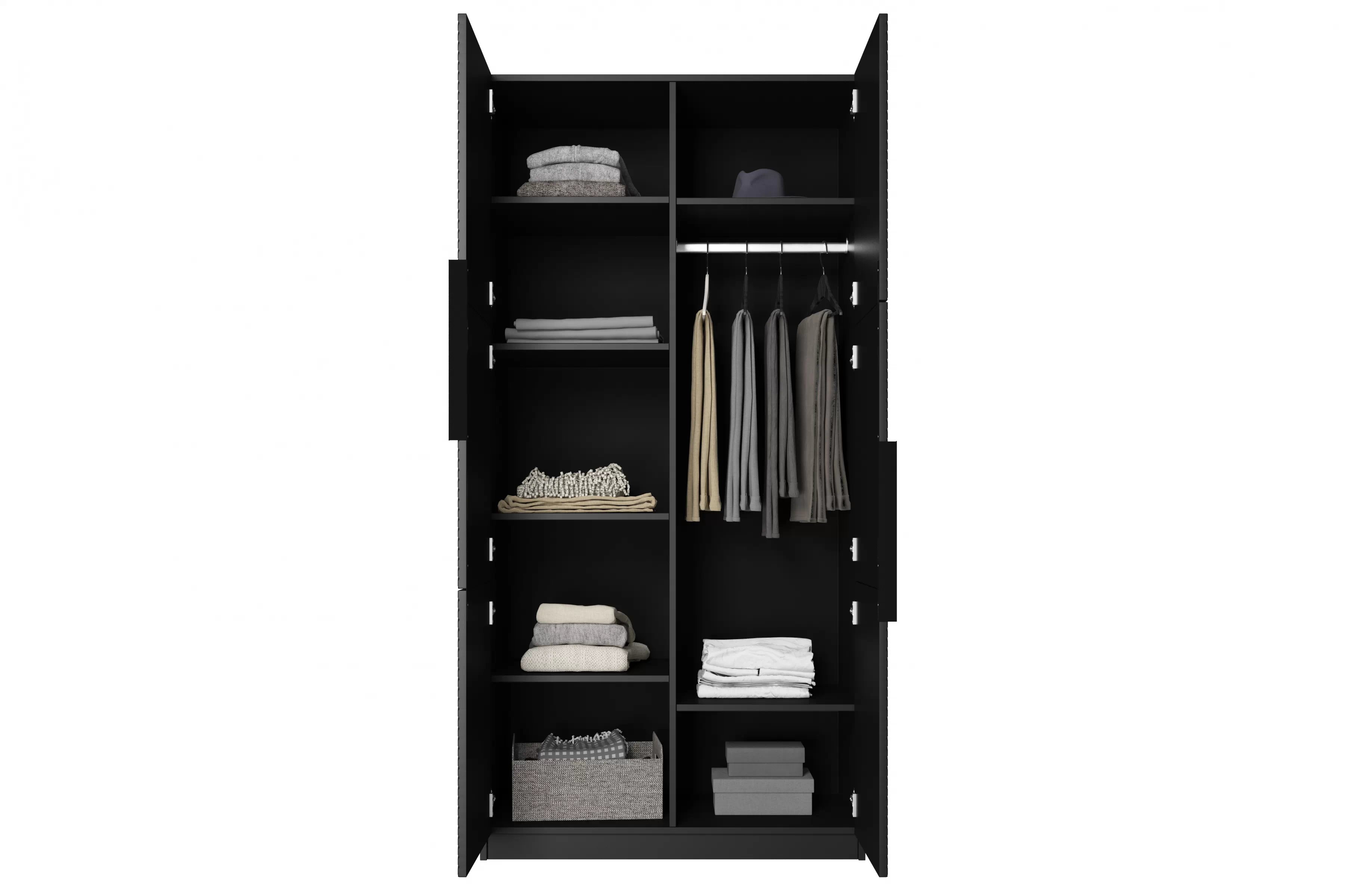 Skriňa Asha 100 cm - čierny mat / čierne úchytky Skriňa Asha 100 cm s frézovaným frontom i metalowymi uchwytami - Čierny mat / čierny úchyty