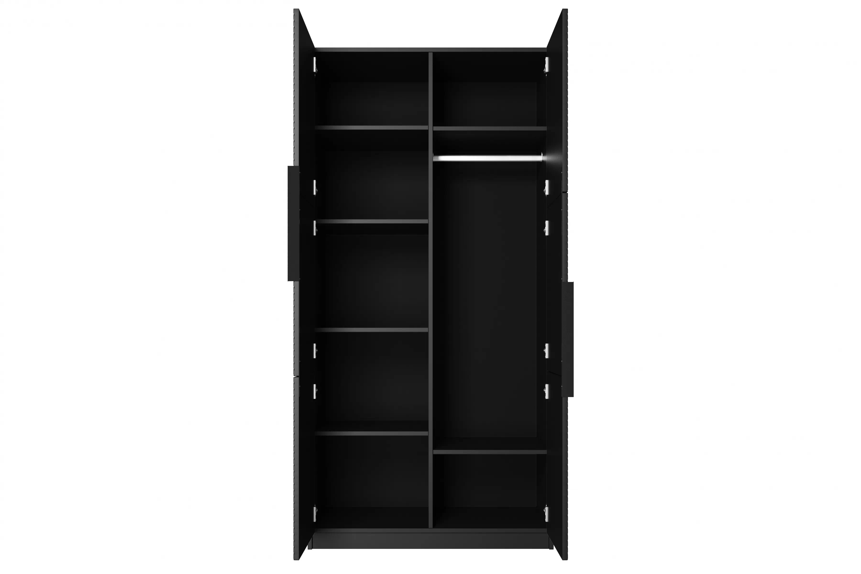 Skriňa Asha 100 cm - čierny mat / čierne úchytky Skriňa Asha 100 cm s frézovaným frontom i metalowymi uchwytami - Čierny mat / čierny úchyty