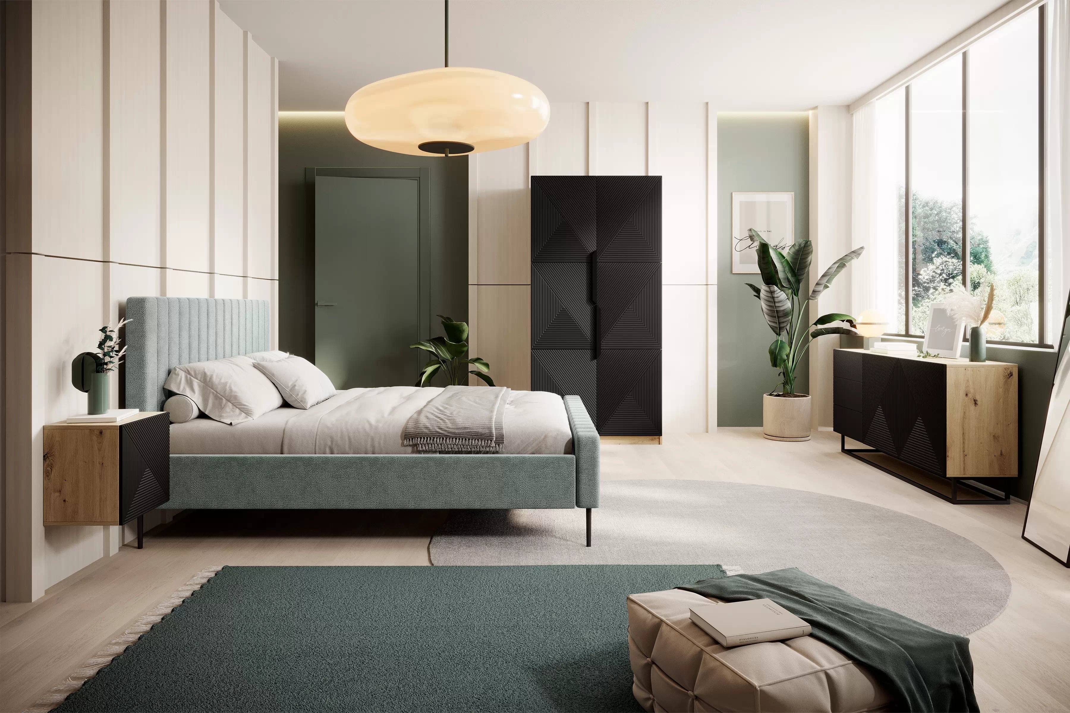 Skriňa Asha 100 cm - artisan / čierna mat / čierne úchytky Skriňa Asha 100 cm s frézovaným frontom i metalowymi uchwytami- artisan / Čierny mat / čierny úchyty