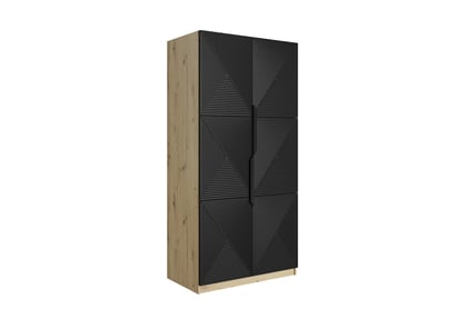 Skříň Asha 100 cm - dub artisan / černý mat / černé kovové úchytky