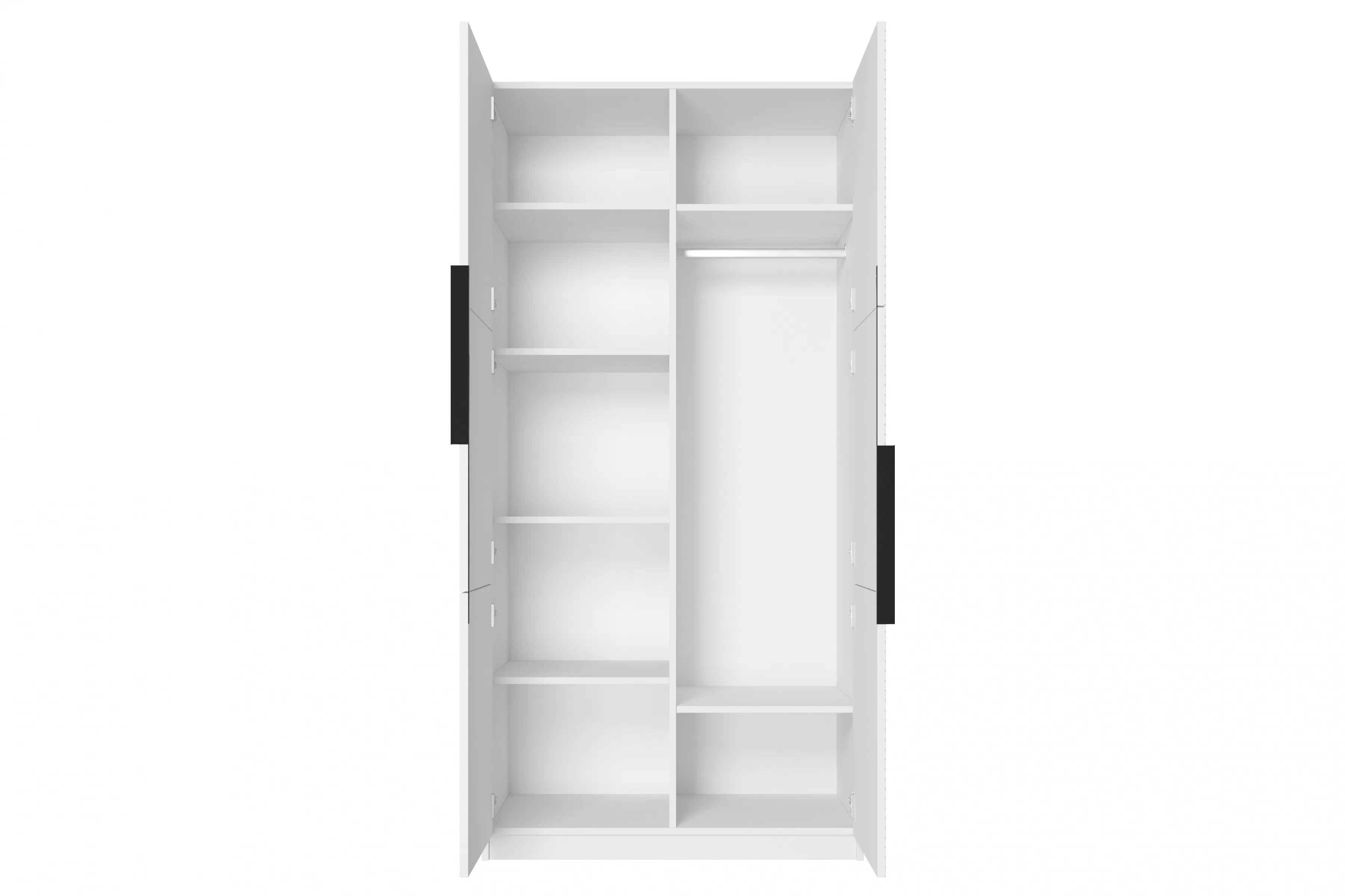 Skriňa Asha 100 cm - biely mat / čierne úchytky Skriňa Asha 100 cm s frézovaným frontom i metalowymi uchwytami- biely mat / čierny úchyty