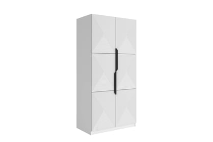 Skříň Asha 100 cm - bílý mat / černé kovové úchytky
