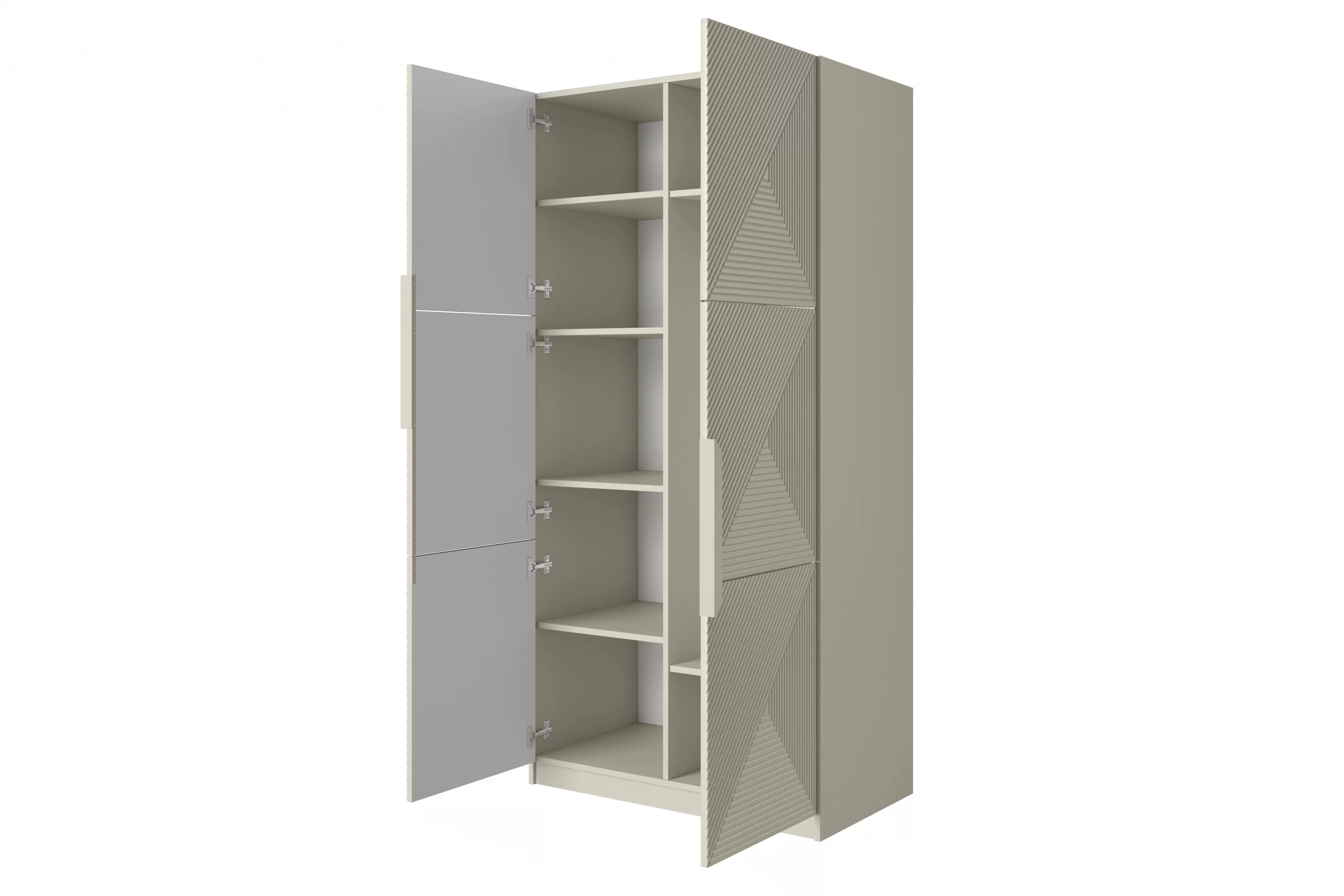 Skriňa Asha 100 cm - kašmírová / kašmírové úchytky Skriňa Asha 100 cm s frézovaným frontom i metalowymi uchwytami- kašmír / kaszmirowe úchyty