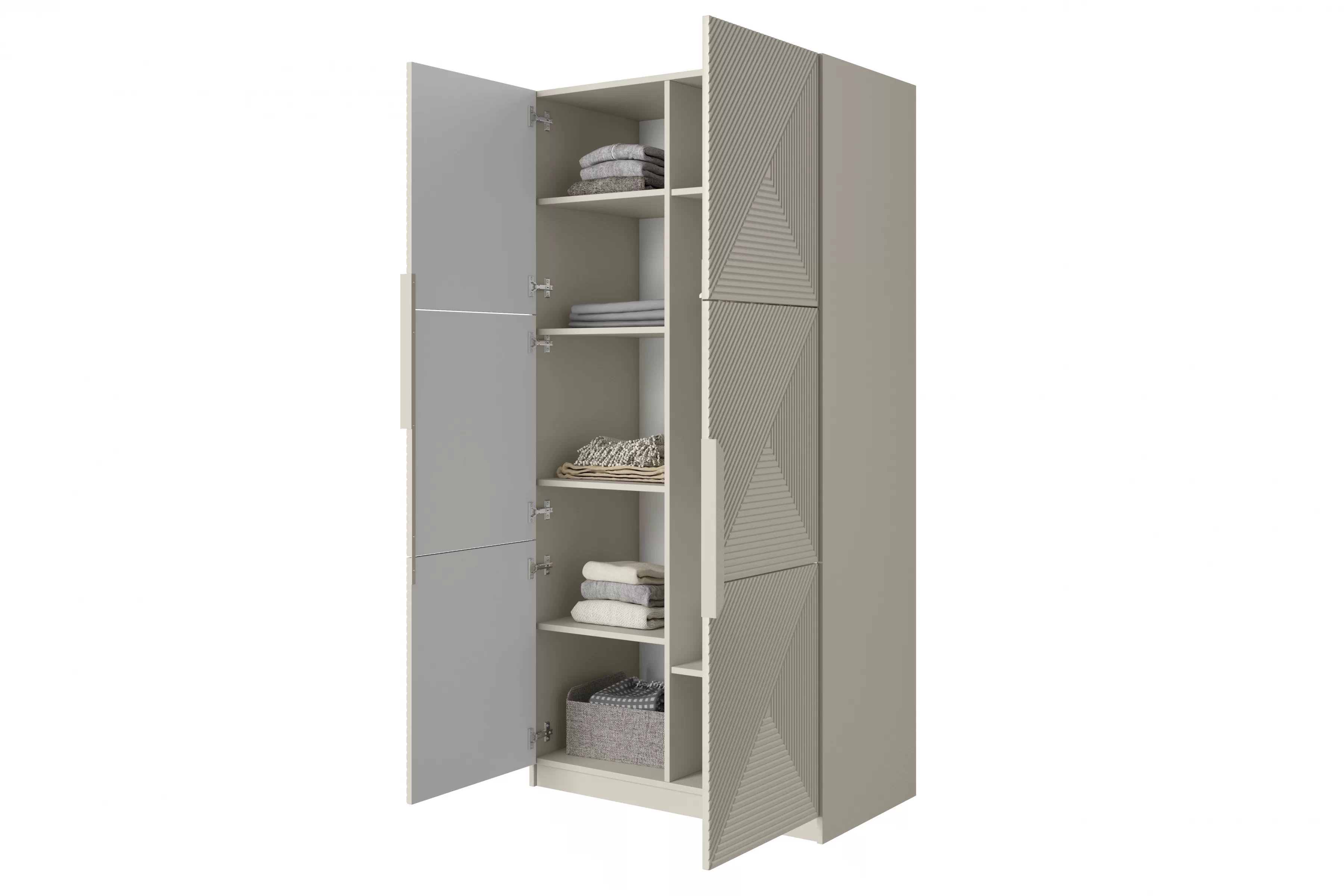 Skriňa Asha 100 cm - kašmírová / kašmírové úchytky Skriňa Asha 100 cm s frézovaným frontom i metalowymi uchwytami- kašmír / kaszmirowe úchyty