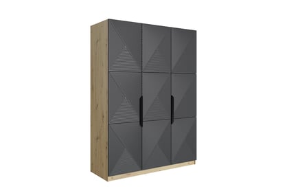 Skriňa Asha 150 cm - artisan / rivier stone mat / čierne úchytky