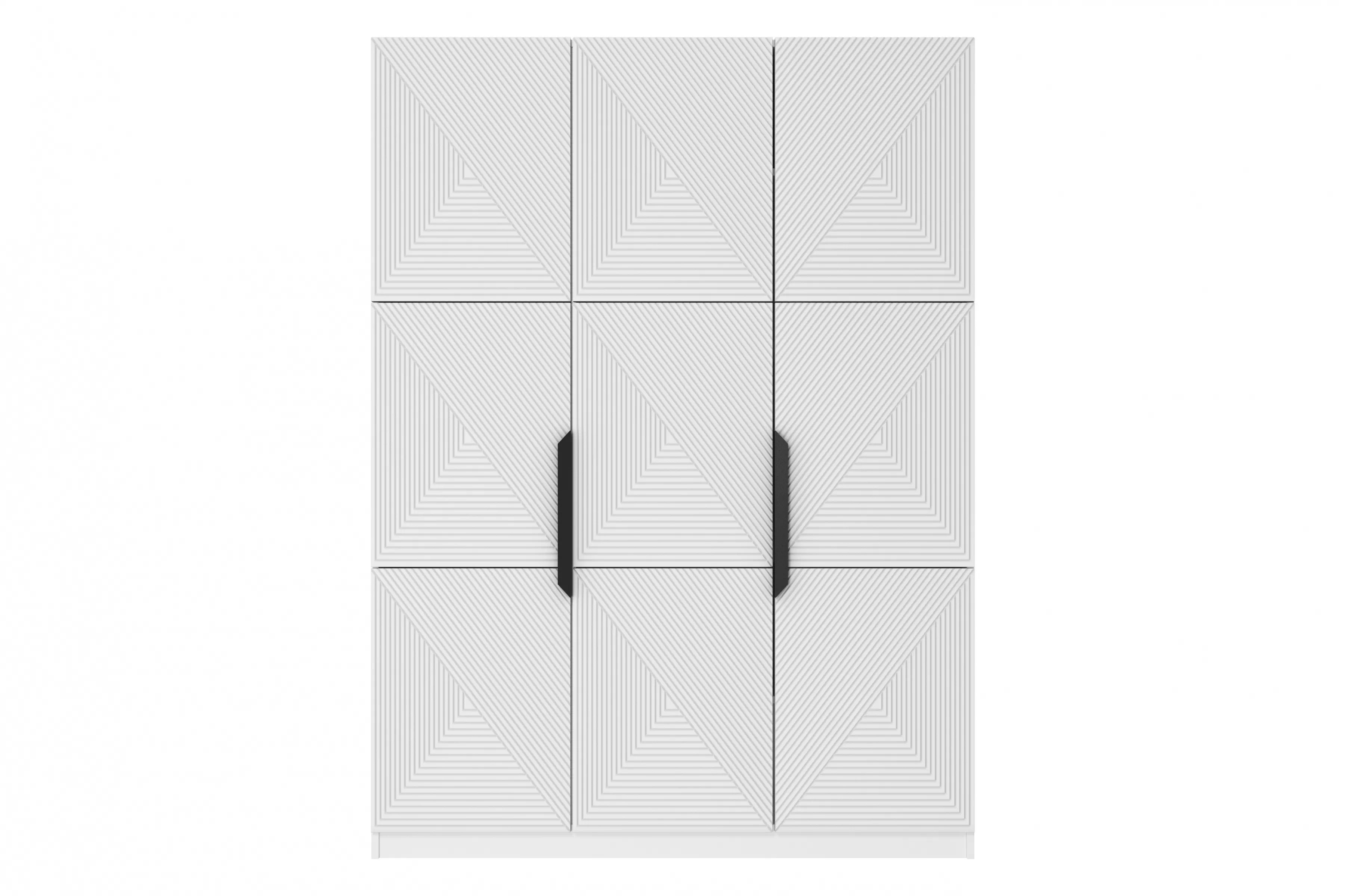 Skříň Asha 150 cm - bílý mat / černé kovové úchytky skříň Asha 150 cm z metalowymi uchwytami - bílý mat / černá Úchytky