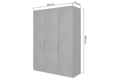 Skříň Asha 150 cm - bílý mat / černé kovové úchytky skříň Asha 150 cm z metalowymi uchwytami - bílý mat / černá Úchytky