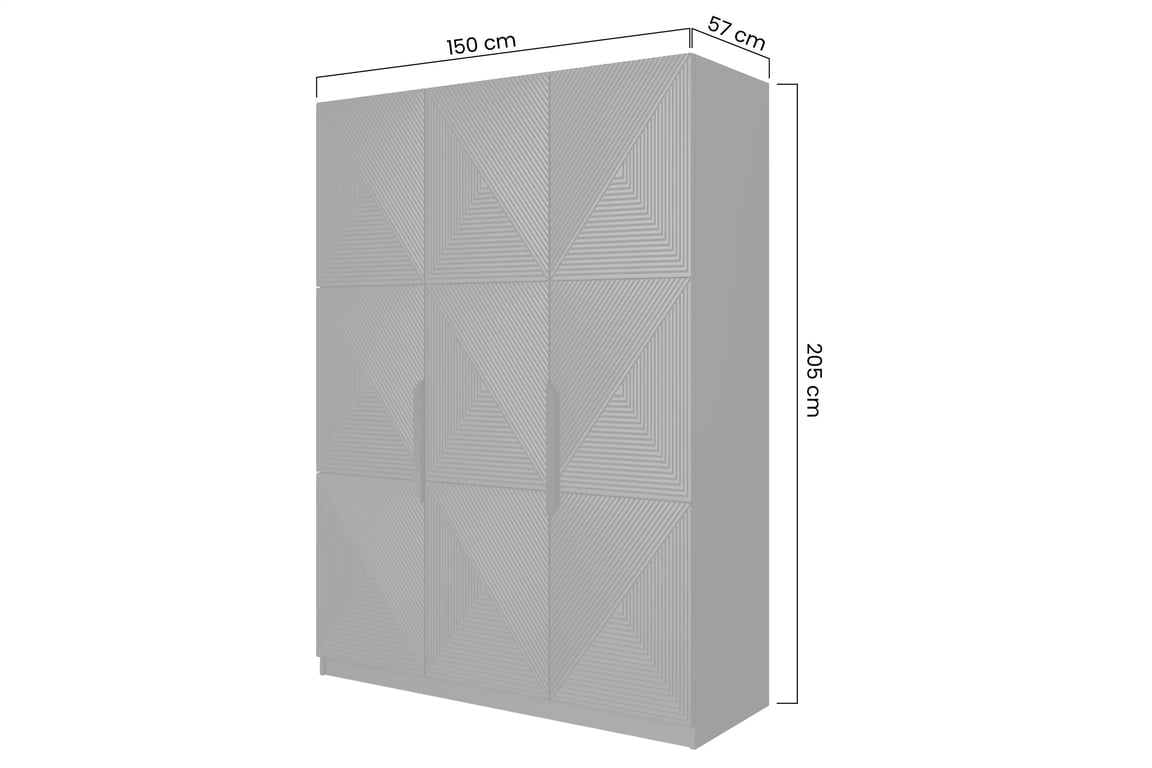 Skříň Asha 150 cm - bílý mat / černé kovové úchytky skříň Asha 150 cm z metalowymi uchwytami - bílý mat / černá Úchytky