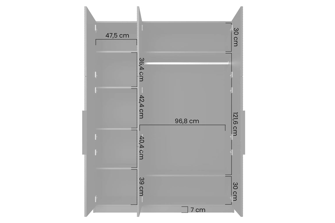 Skriňa Asha 150 cm - biely mat / čierne úchytky Skriňa Asha 150 cm z metalowymi uchwytami - biely mat / čierny úchyty