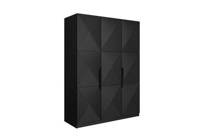 Skříň Asha 150 cm - černý mat / černé kovové úchytky