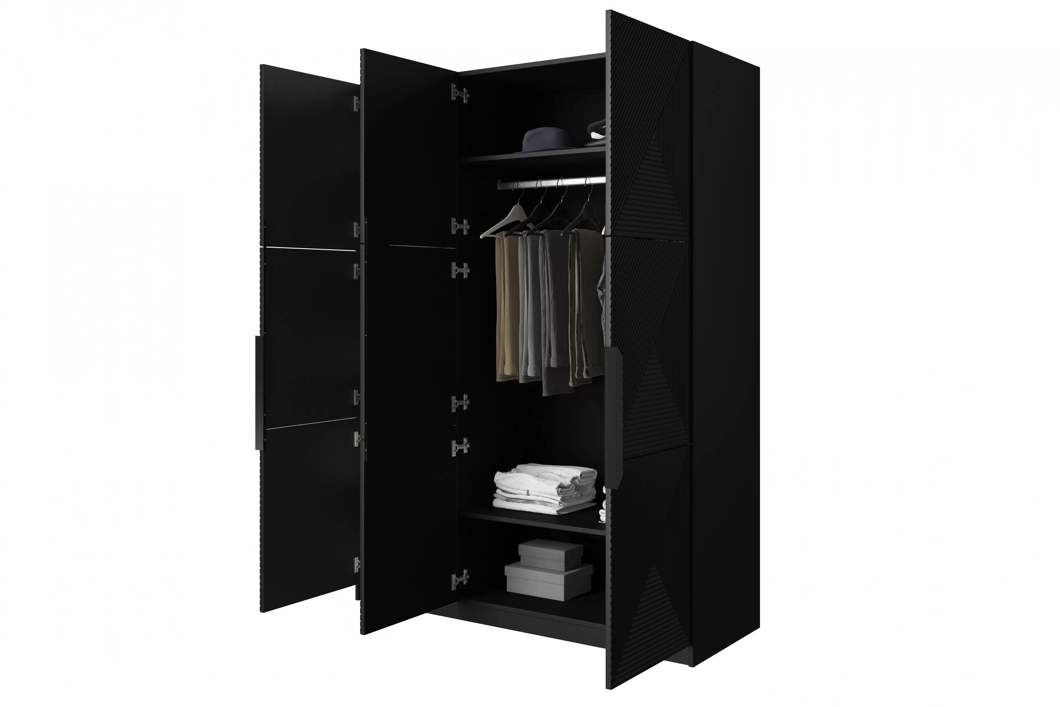 Skriňa Asha 150 cm - čierny mat / čierne úchytky Skriňa Asha 150 cm z metalowymi uchwytami - Čierny mat / čierny úchyty