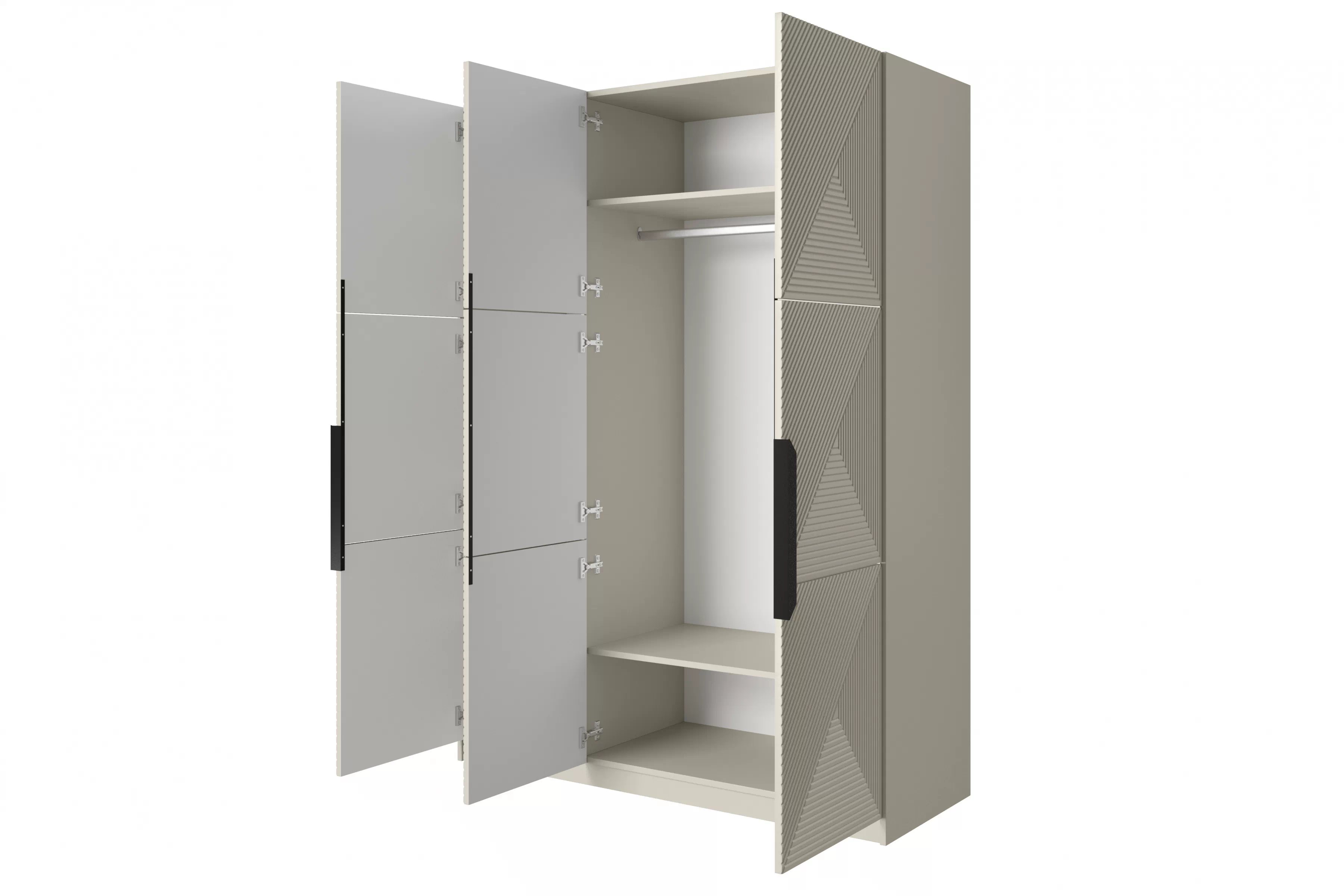 Skriňa Asha 150 cm - kašmírová / čierne úchytky Skriňa Asha 150 cm z metalowymi uchwytami - kašmír / čierny úchyty