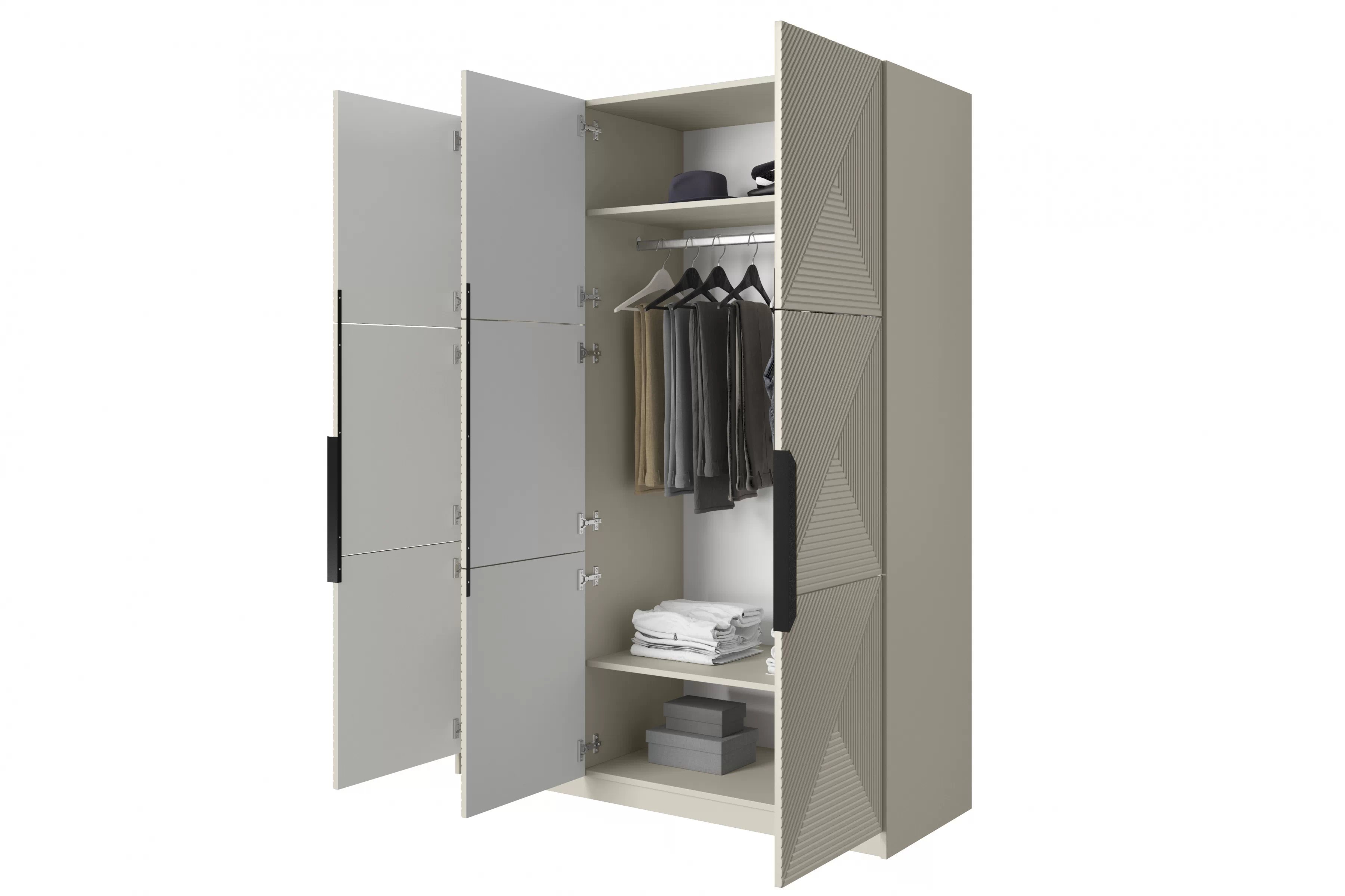 Skriňa Asha 150 cm - kašmírová / čierne úchytky Skriňa Asha 150 cm z metalowymi uchwytami - kašmír / čierny úchyty