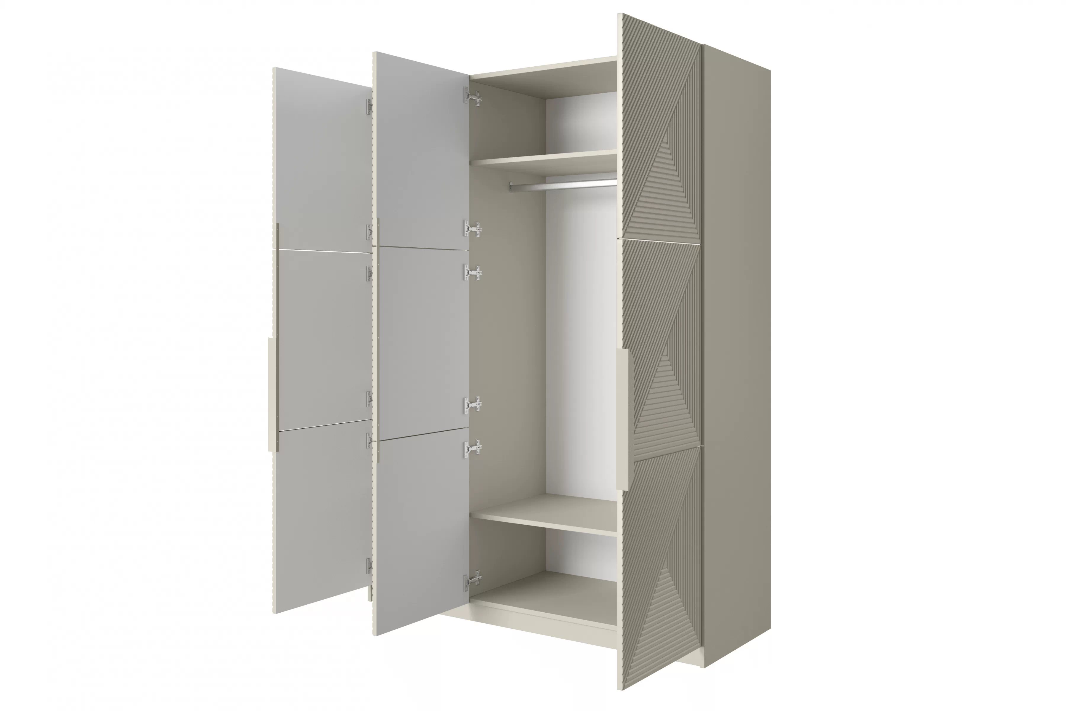 Skříň Asha 150 cm - kašmír / kašmírové kovové úchytky skříň Asha 150 cm z metalowymi uchwytami - kašmír / kaszmirowe Úchytky