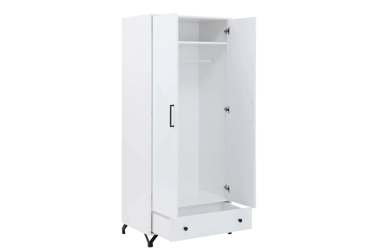 Šatníková skriňa Bergen 80 cm so zásuvkou – biela Skriňa Bergen 01 - vnútro 