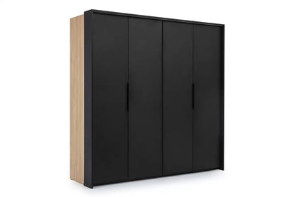 skříň Black Loft s osvětlením 204 cm - dub olejowany / černá - Omezená nabídka 