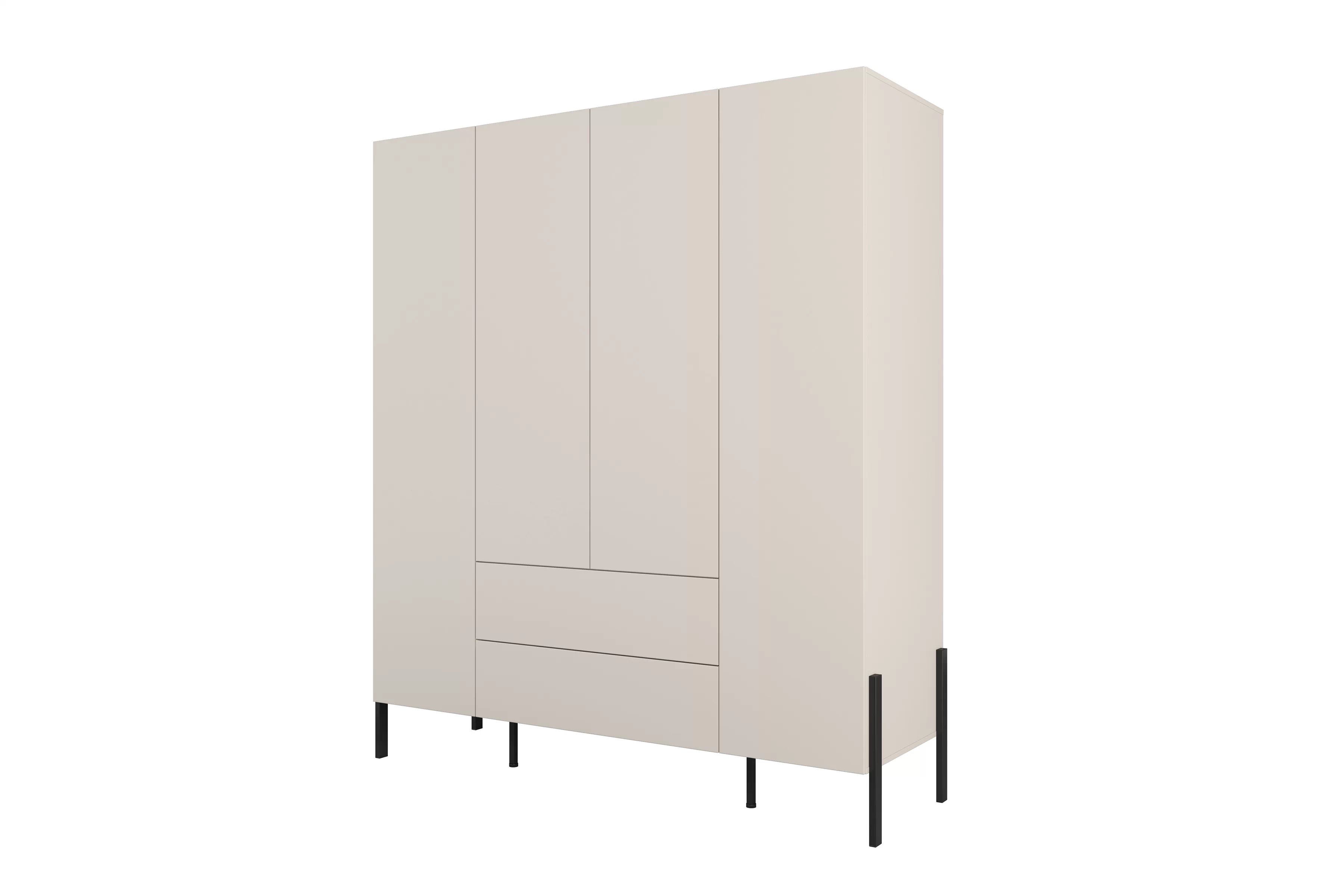 Šatníková skriňa Jukon 180 cm - kašmírová / čierna Skriňa štvordverová Jukon 180 cm so zásuvkami - kašmír / čierny nožičky