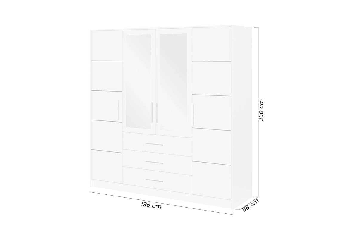 Skříň Lutori 2 D4 196 cm - lahvově zelená skříň čtyřdveřová Lutori 196 cm z zrcadlem - láhvová zelená
