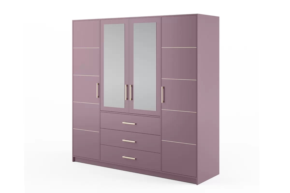 Skříň Bali 196 cm s nástavcem - švestka skříň čtyřdveřová Lutori 196 cm z zrcadlem i nadstawka - sliwka