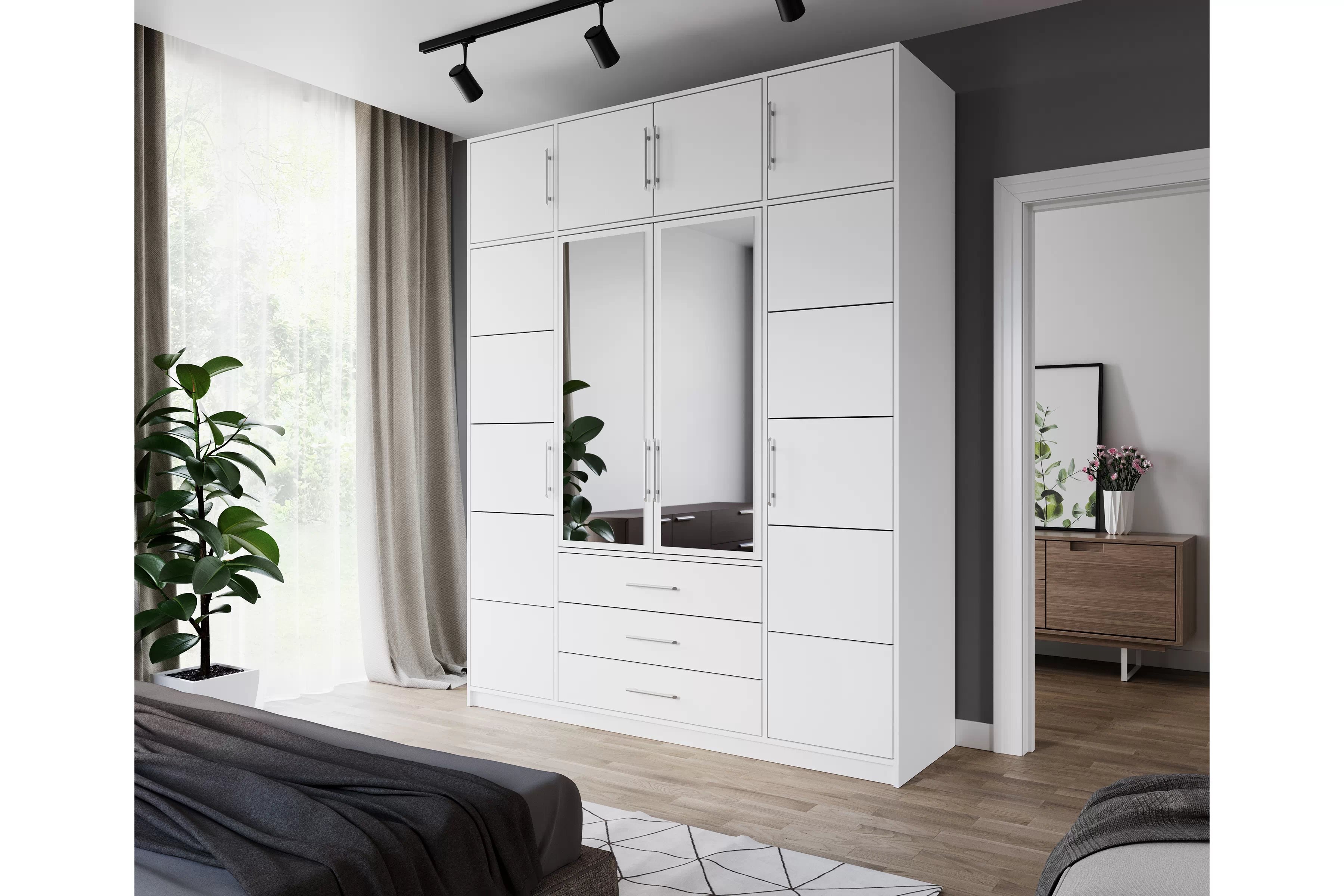 Skříň Bali 196 cm s nástavcem - bílý mat skříň čtyřdveřová Lutori 196 cm z nadstawka - bílá