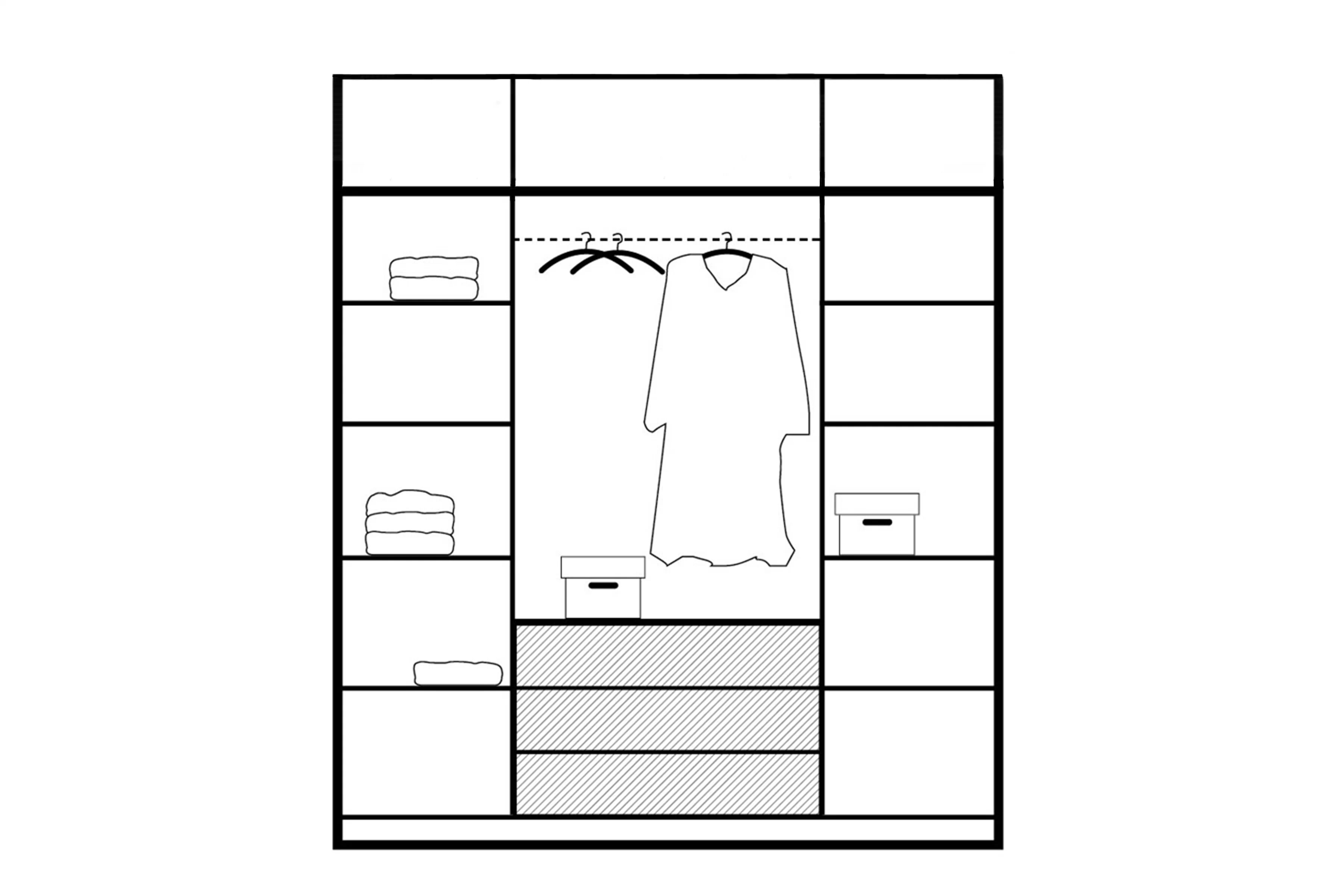 Kombinovaná skriňa Bali 196 cm s nadstavcom - dub wotan / čierna Skriňa štvordverová Lutori 196 cm z nadstawka z lamelami i zrkadlom - Dub wotan / Čierny
