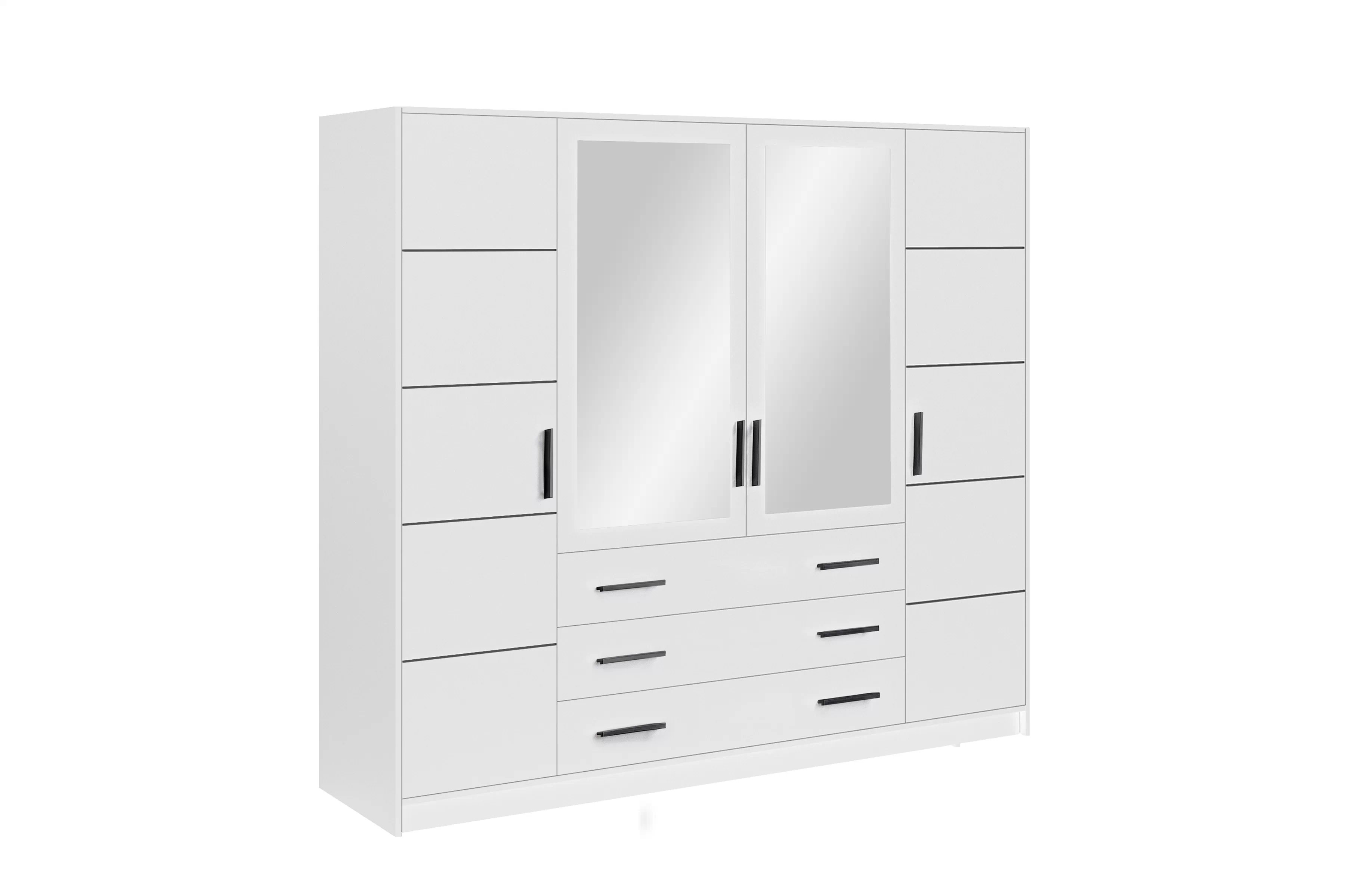 Šatníková skriňa Bali 240 cm so zrkadlom - biela Skriňa štvordverová Lutori 240 cm z zrkadlom - Biely