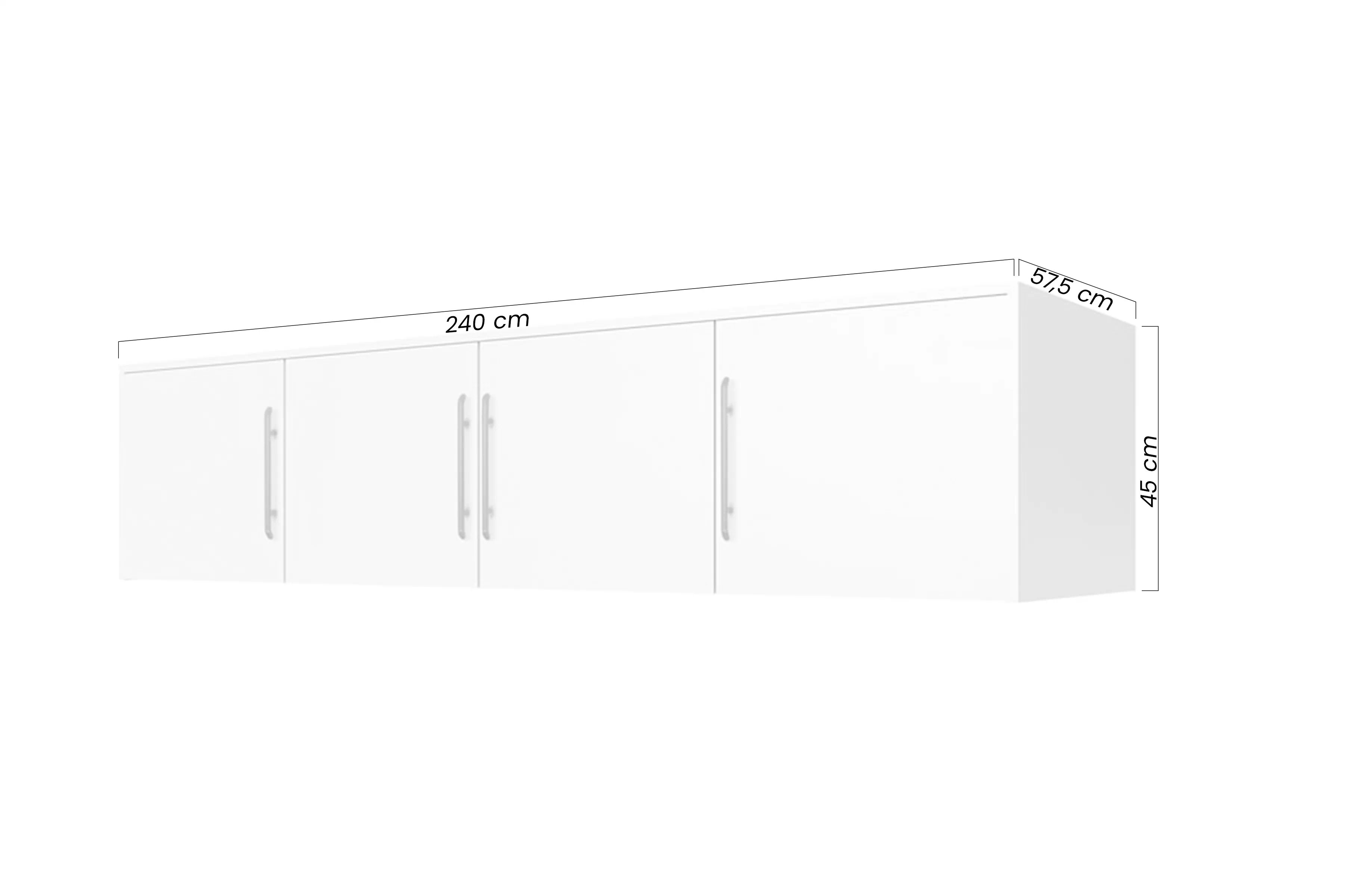 Kombinovaná skriňa Bali 240 cm s nadstavcom - biela Skriňa štvordverová Lutori 240 cm z nadstawka i z zrkadlom  - Biela