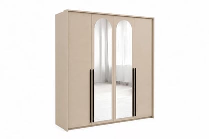 Čtyřdveřová skříň Ovana 210 cm se zrcadly - béžová