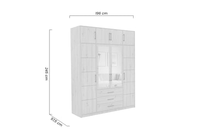 Čtyřdveřová šatní skříň s nástavcem Kos D4 196 cm - dub artisan skříň čtyřdveřová z nadstawka Kos D4 196 cm - dub artisan