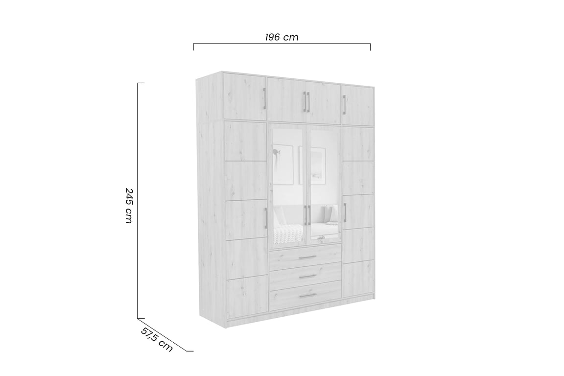 Čtyřdveřová šatní skříň s nástavcem Kos D4 196 cm - dub artisan skříň čtyřdveřová z nadstawka Kos D4 196 cm - dub artisan