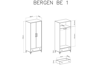 Șifonier Ozali 80 cm cu sertar - alb Bílá Skříň se zásuvkou