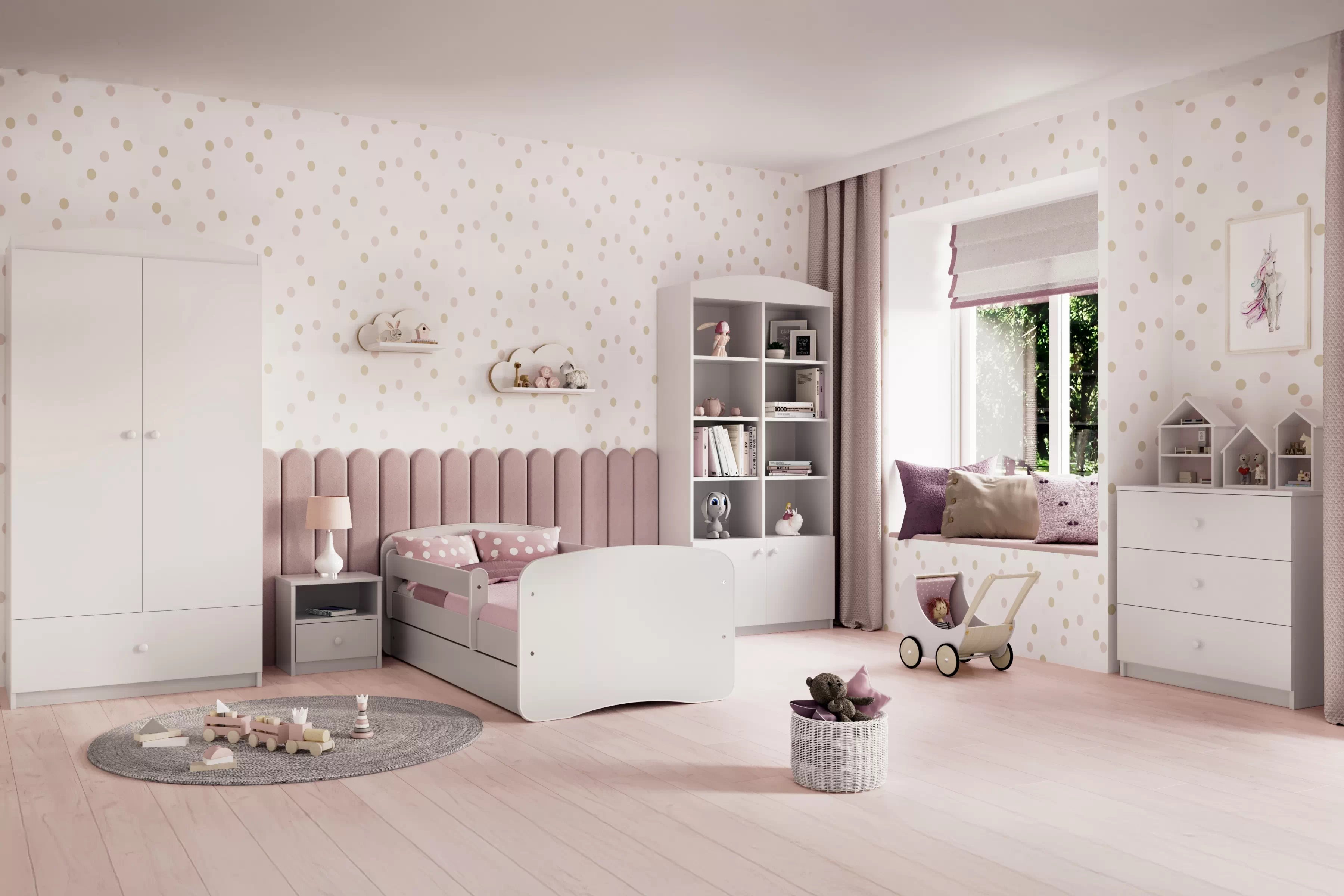 Detská šatníková skriňa Bonzo 90 cm so zásuvkou - biela Skriňa dziecieca Bonzo 90 cm z szuflada - Biely