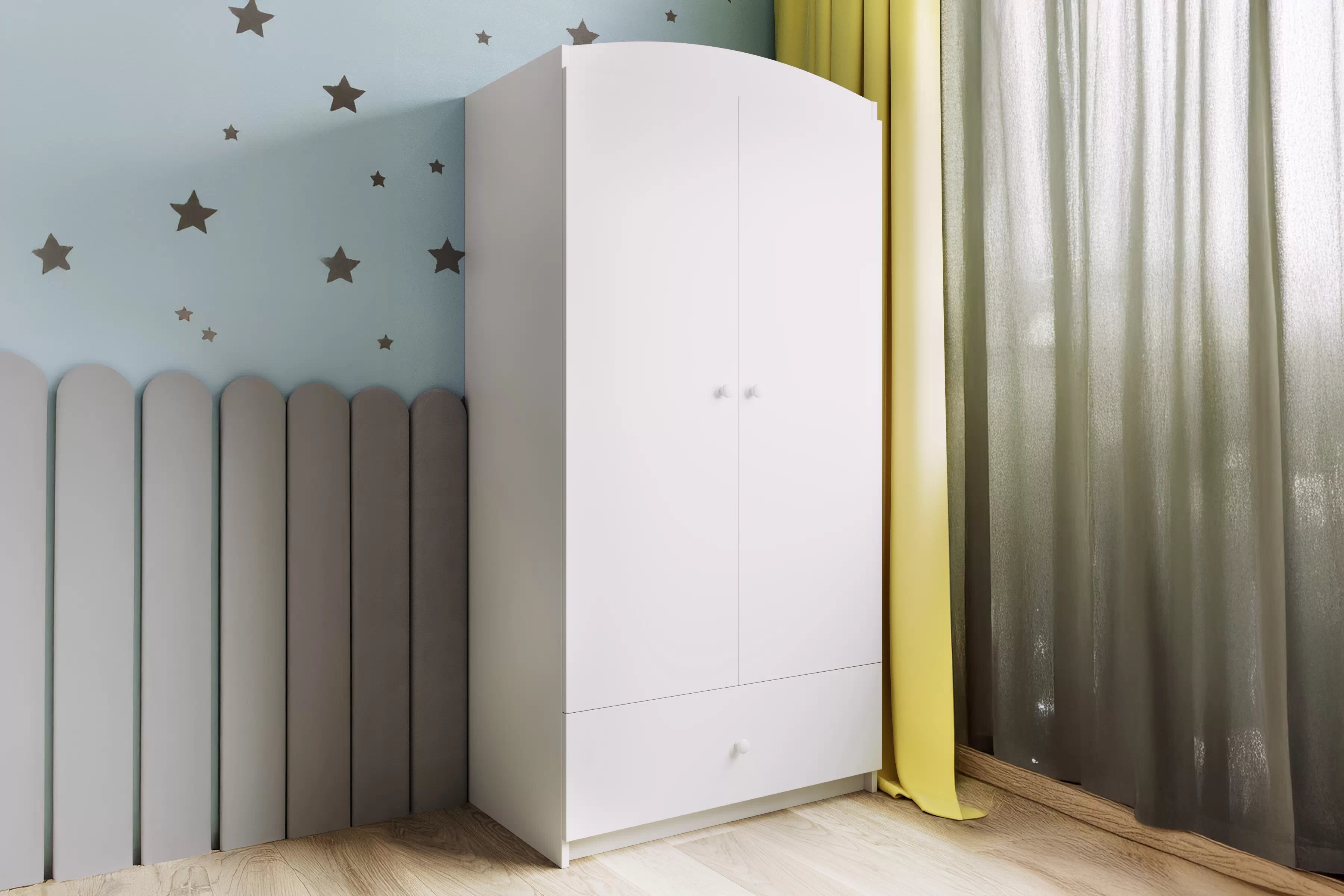 Detská šatníková skriňa Bonzo 90 cm so zásuvkou - biela Skriňa dziecieca Bonzo 90 cm z szuflada - Biely