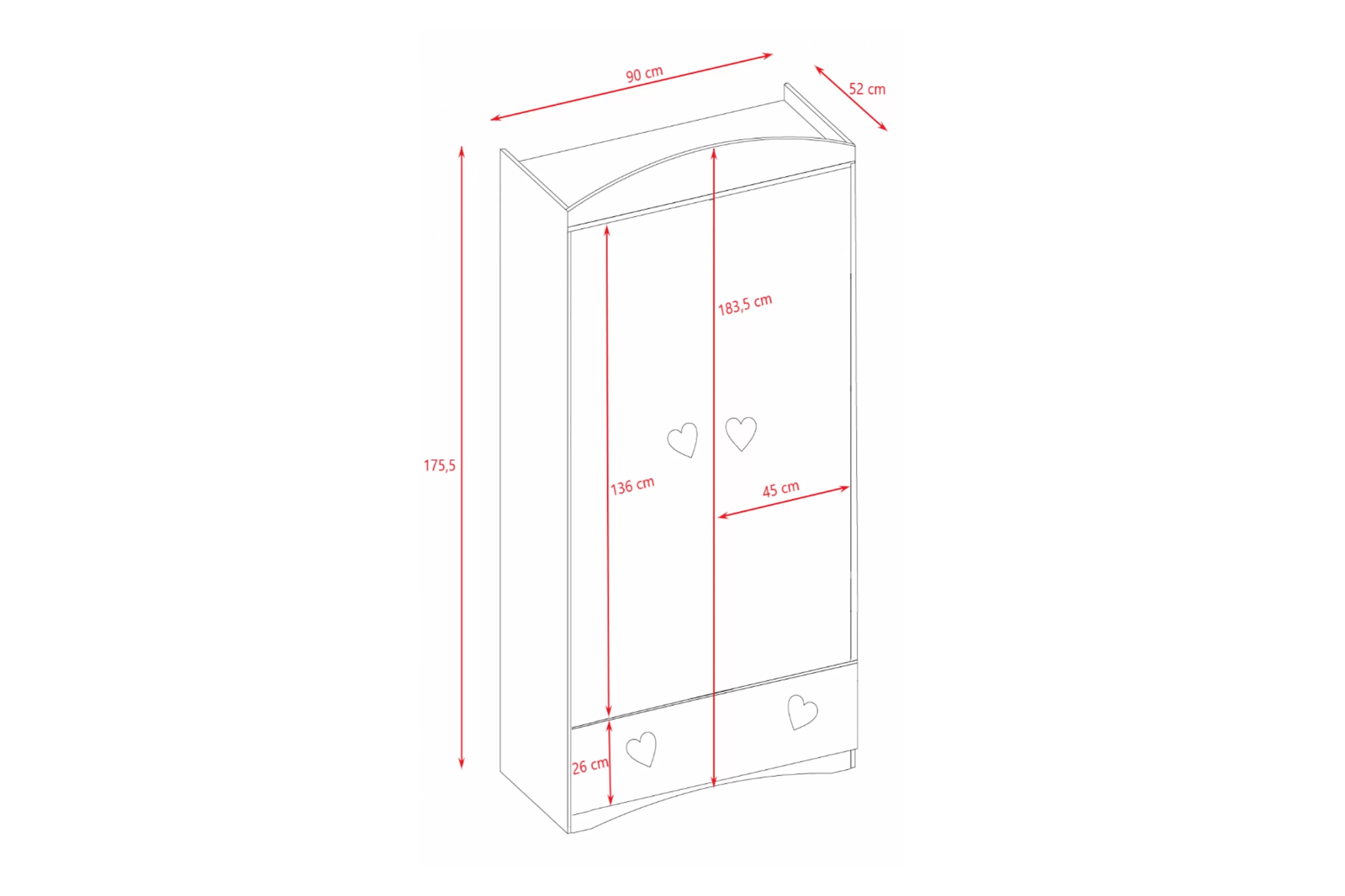 Detská šatníková skriňa Pateri 90 cm - biela Skriňa dziecieca Pateri 90 cm - Biely