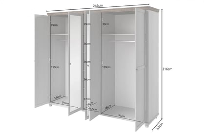 skříň Evora 21 z zrcadlem 246 cm - abisko ash / dub lefkas skříň Evora 21 z zrcadlem 246 cm - abisko ash / dub lefkas