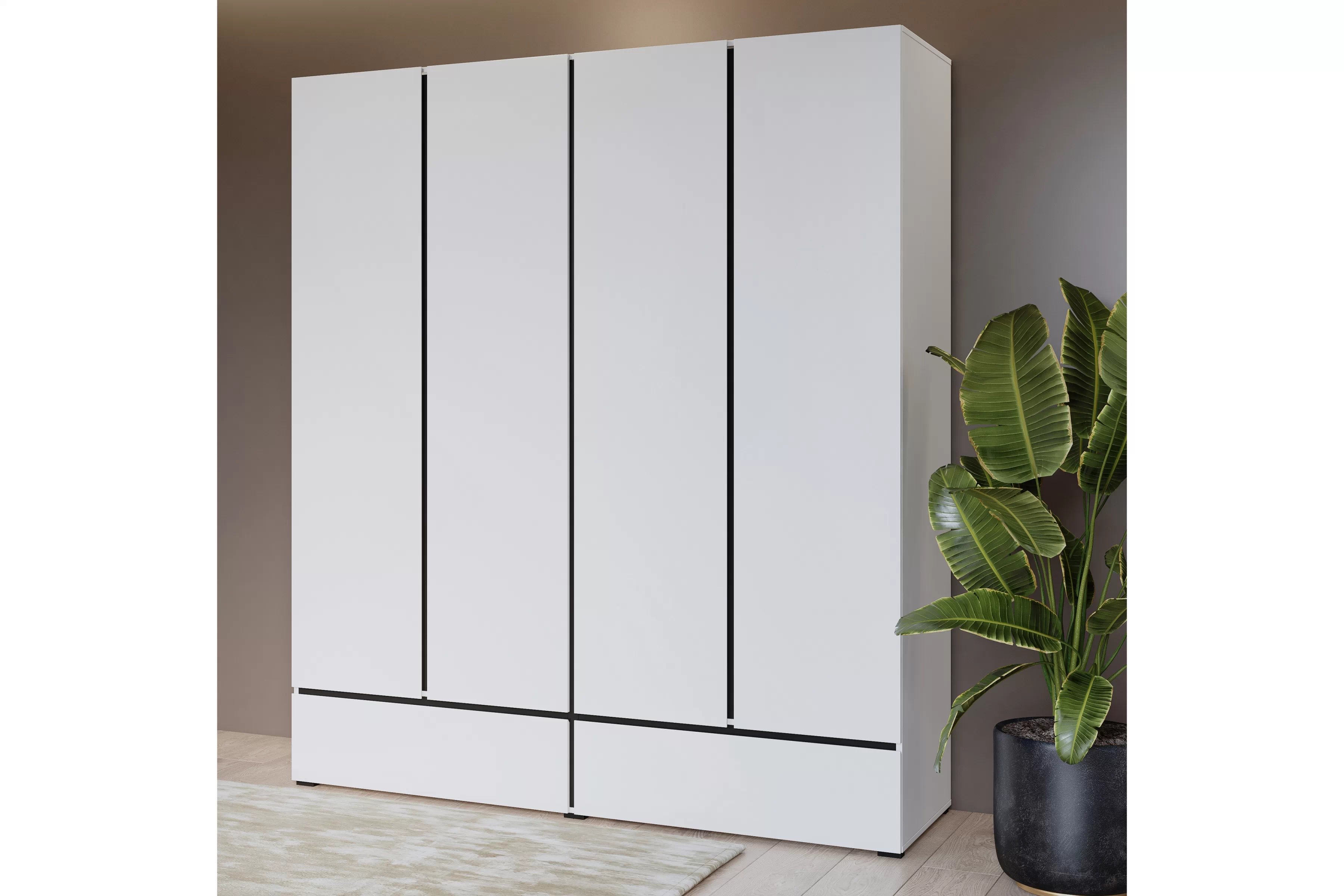 Šatníková skriňa Cross 180 cm so zásuvkami - biela / čierna Skriňa Gramon 180 cm so zásuvkami - biela / čierny