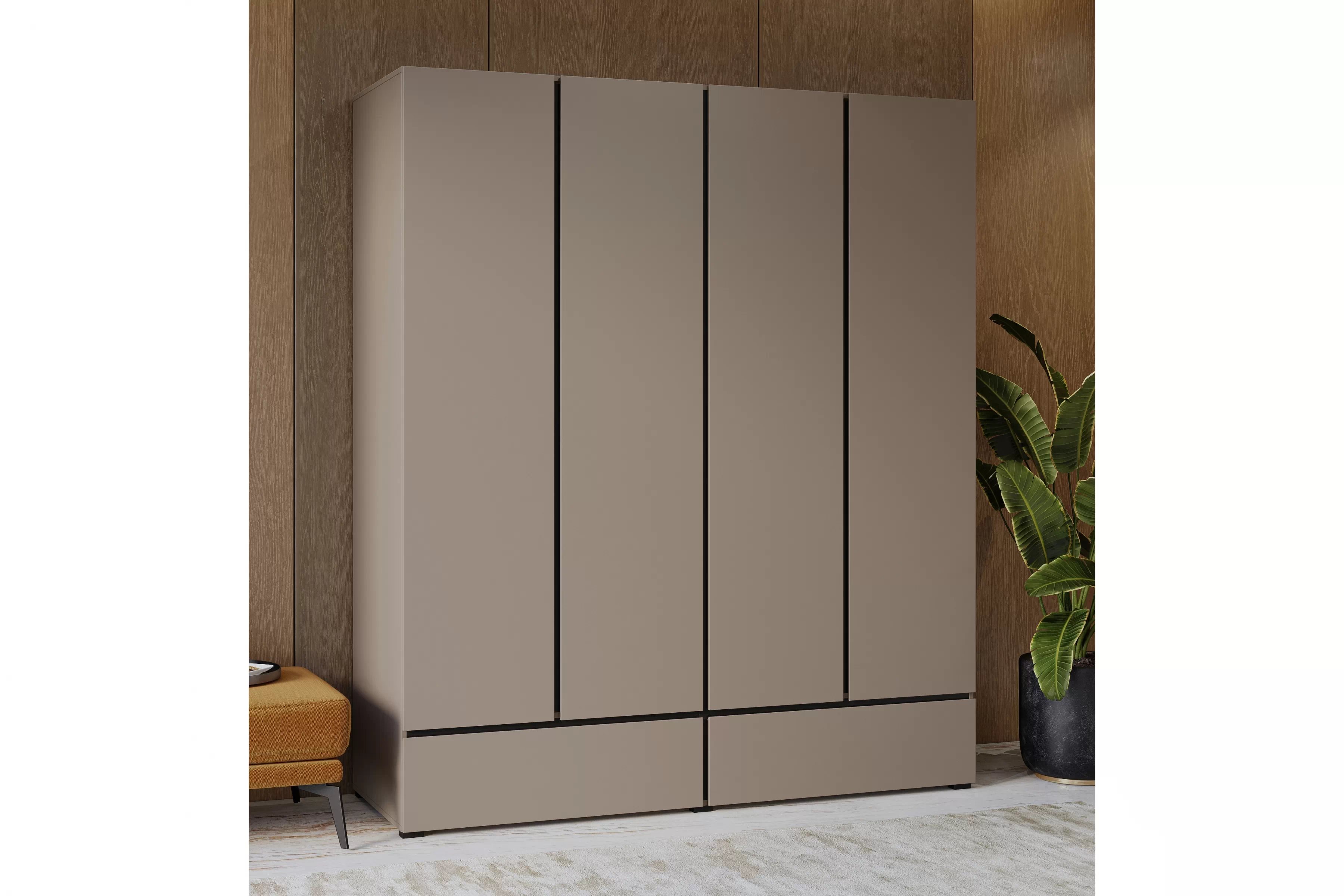 Šatníková skriňa Cross 180 cm so zásuvkami - kašmírová / čierna Skriňa Gramon 180 cm so zásuvkami - kašmír / Čierny