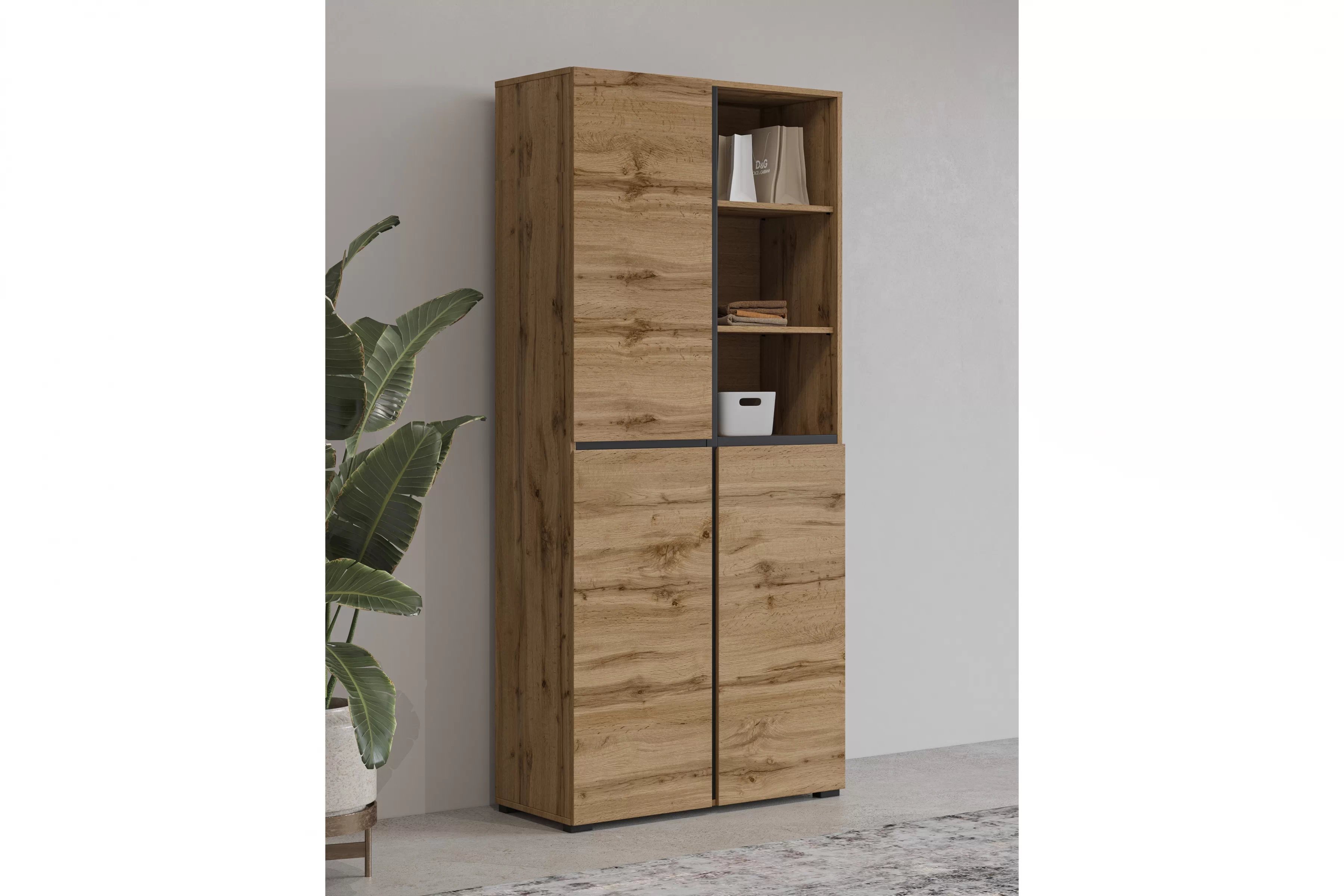 Skriňa Cross 79 cm - dub wotan / čierna Skriňa Gramon 79 cm - Dub wotan / Čierny