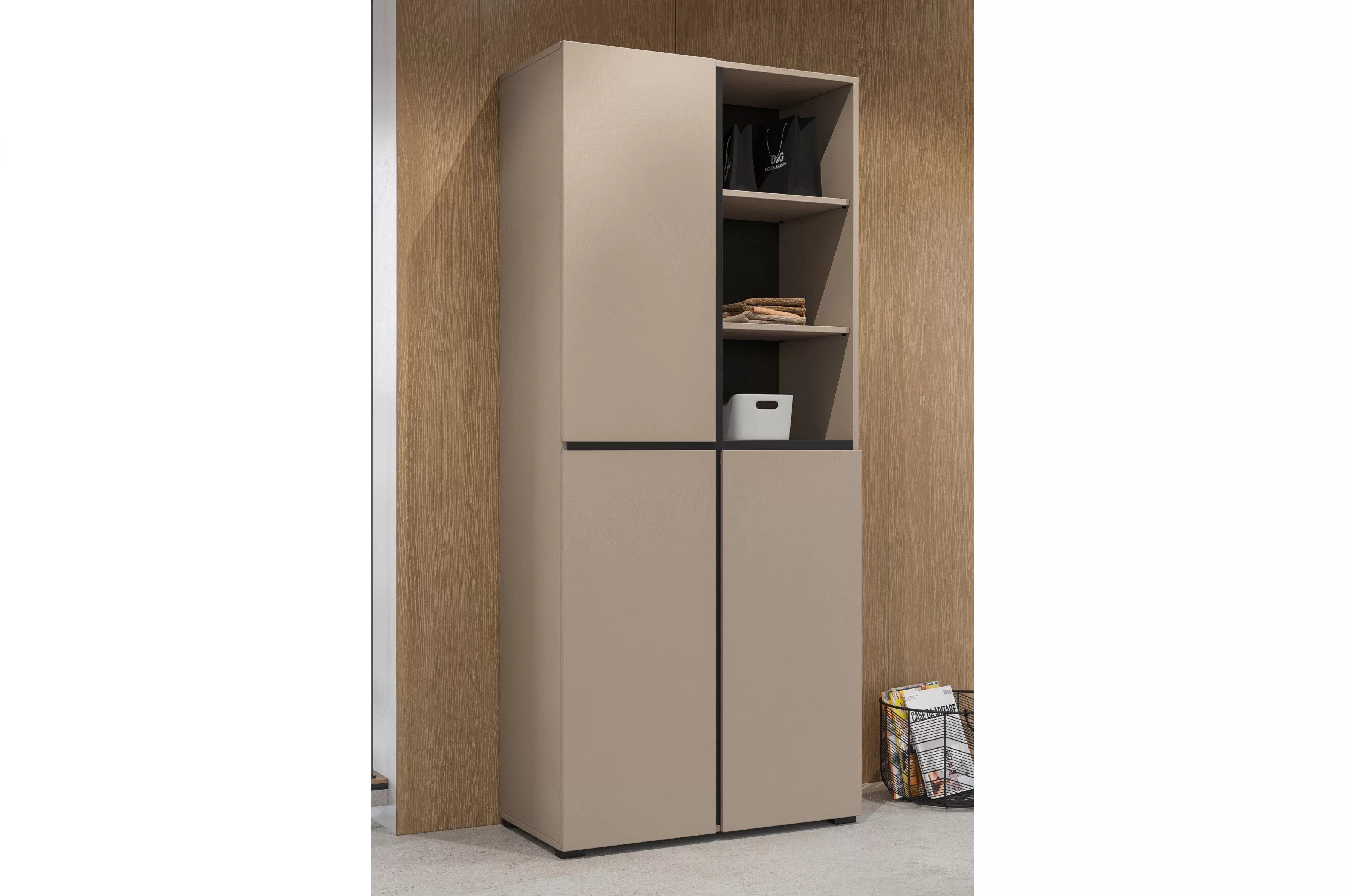 Skriňa Cross 79 cm - kašmírová / čierna Skriňa Gramon 79 cm - kašmír / Čierny