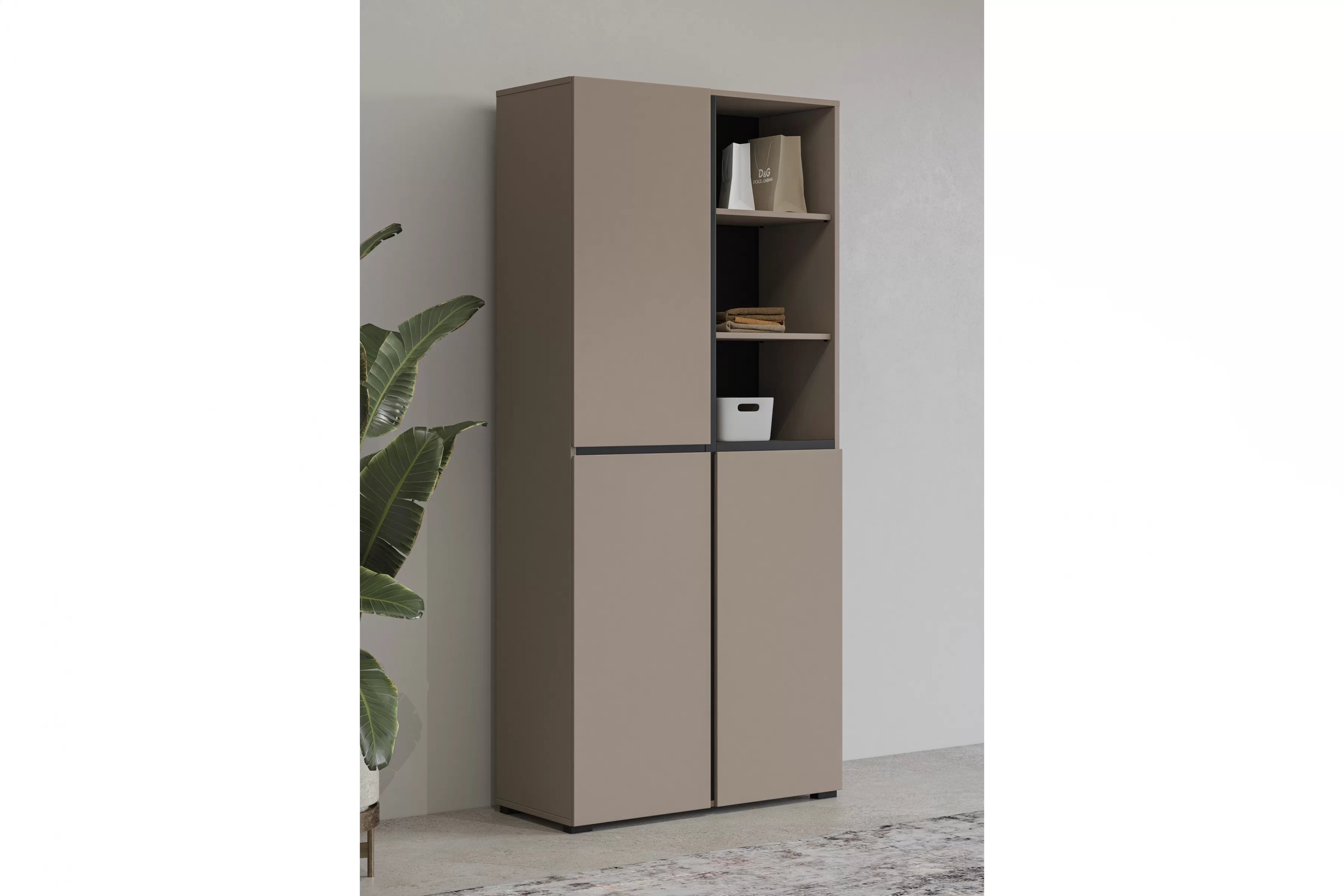 Skriňa Cross 79 cm - kašmírová / čierna Skriňa Gramon 79 cm - kašmír / Čierny