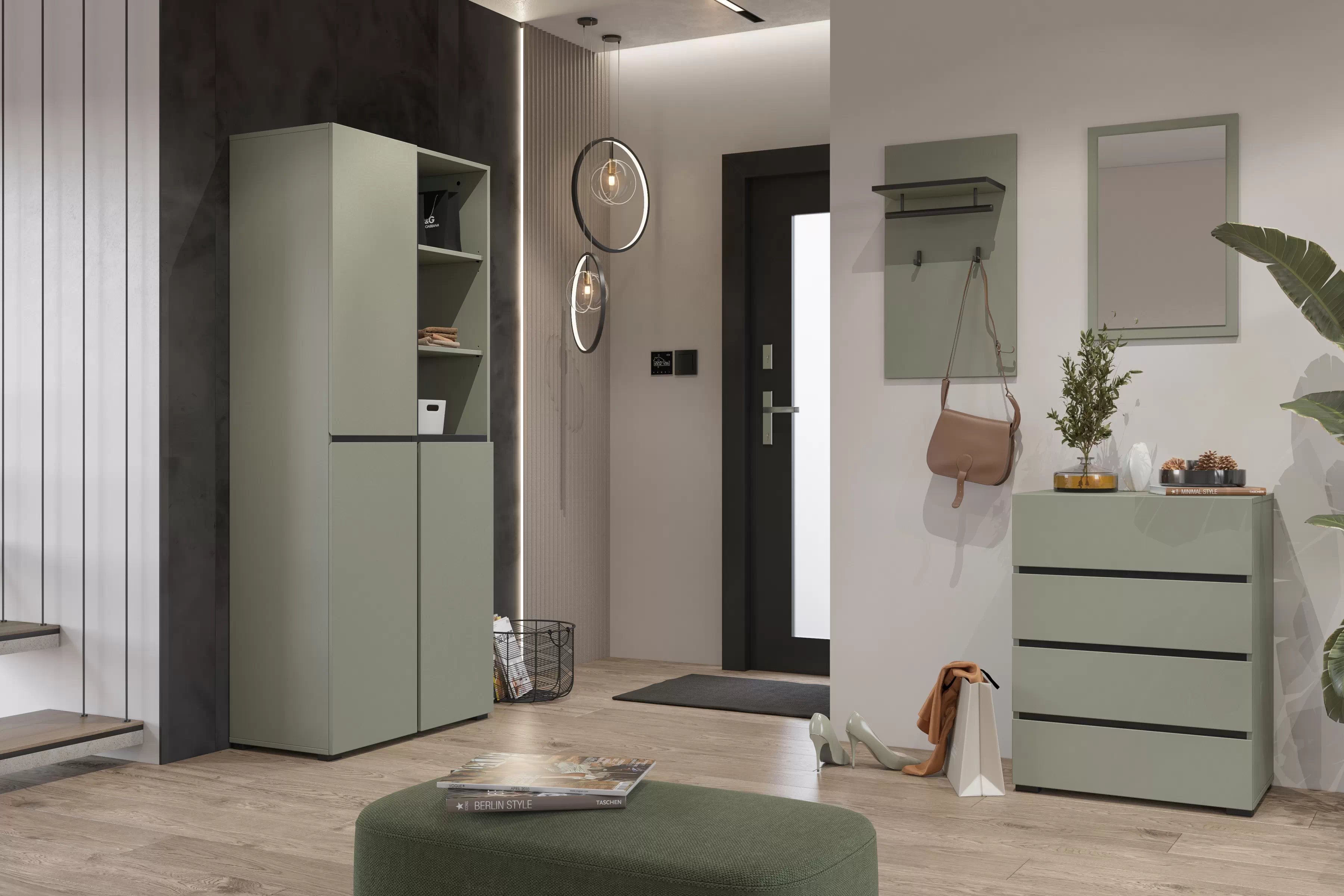 Skriňa Cross 79 cm - zelená / čierna Skriňa Gramon 79 cm - Zelený / Čierny