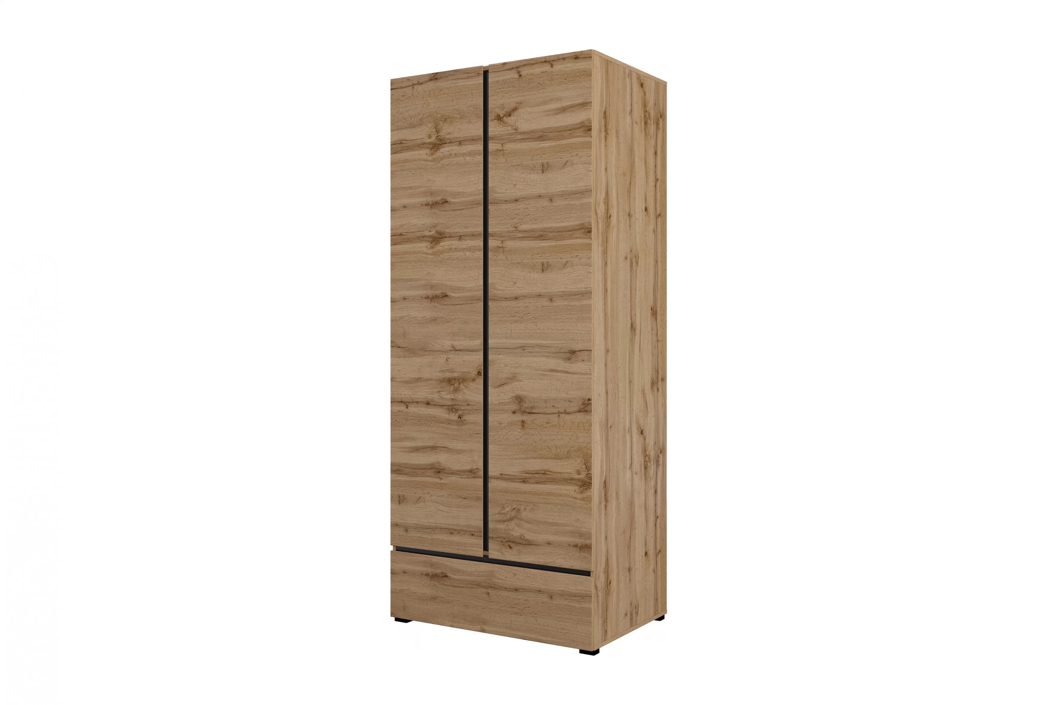 Šatníková skriňa Cross 89 cm so zásuvkou - dub wotan / čierna Skriňa Gramon 89 cm z szuflada - Dub wotan / Čierny