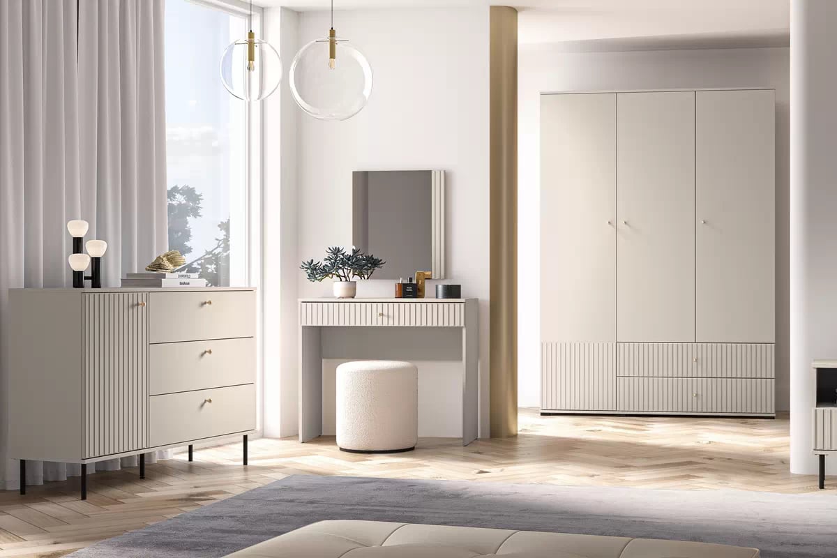 Skriňa Jamuzi so zásuvkami 150 cm - kašmírová Skriňa Jamuzi 22 so zásuvkami 150 cm - kašmír