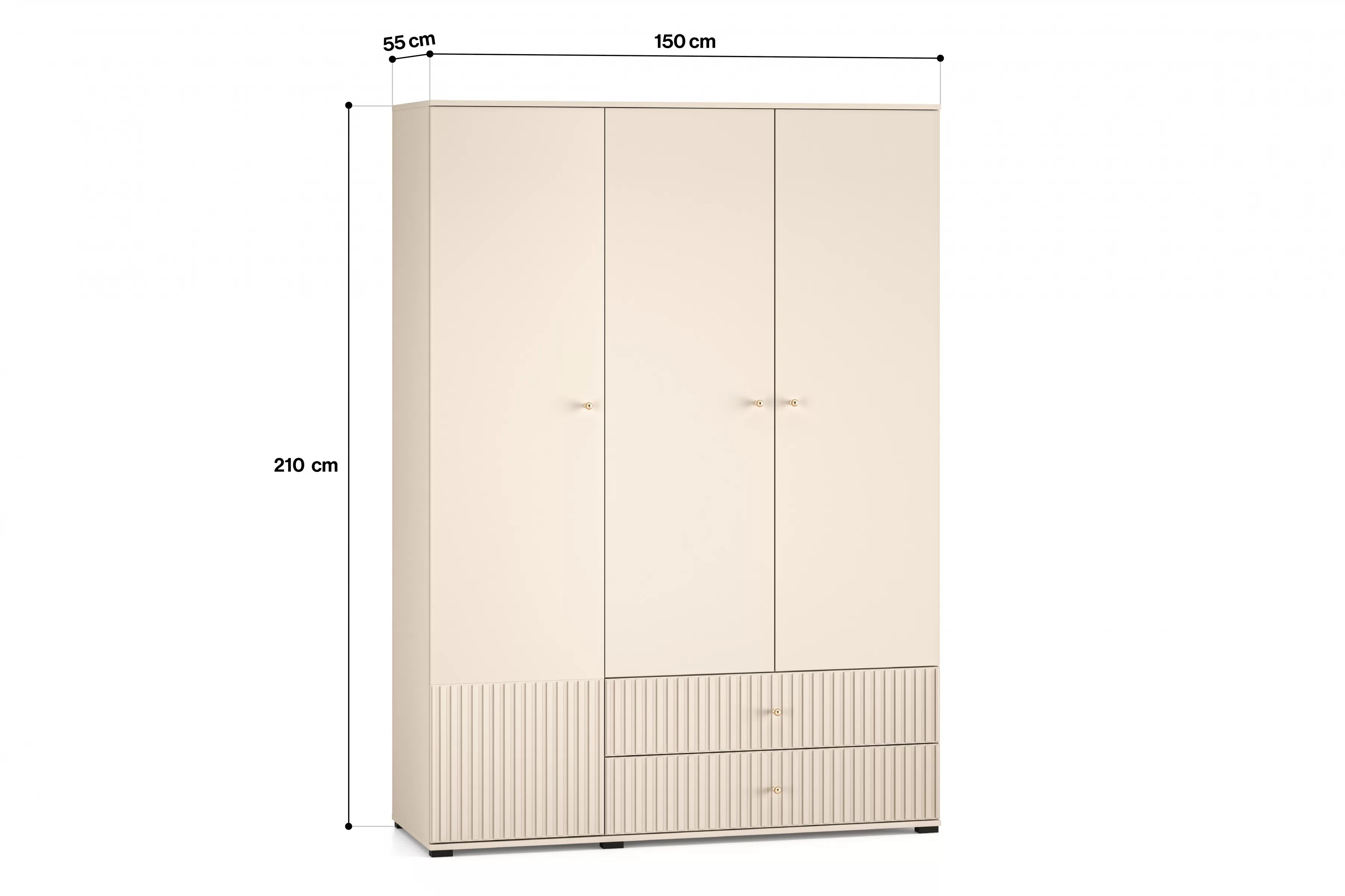 Skriňa Jamuzi so zásuvkami 150 cm - kašmírová Skriňa Jamuzi 22 so zásuvkami 150 cm - kašmír