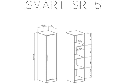 Skriňa Smart SR5 - antracit Skriňa jednodverová Smart SR5 - Antracytová - schemat