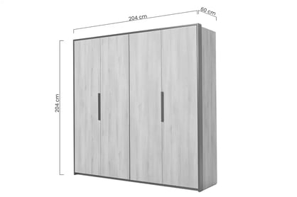 Skříň Loft 4D se shrnovacími dveřmi skříň Loft 204 cm - dub lancelot