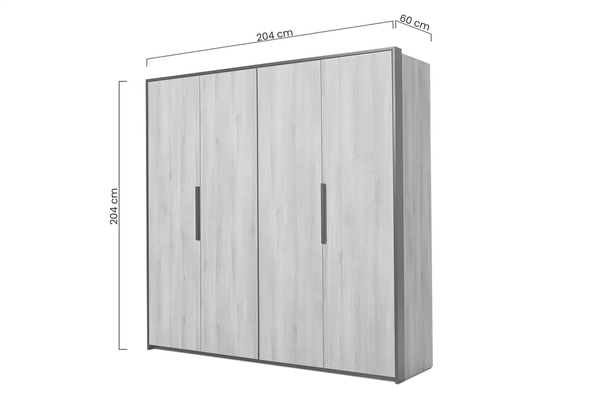 Skříň Loft 4D se shrnovacími dveřmi skříň Loft 204 cm - dub lancelot